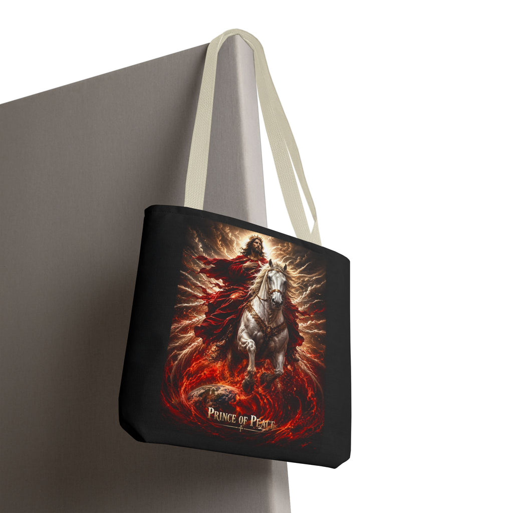 Prince of Peace Tote Bag | Jesus Riding White Horse Christian Tote | Inspirational Faith Carryall