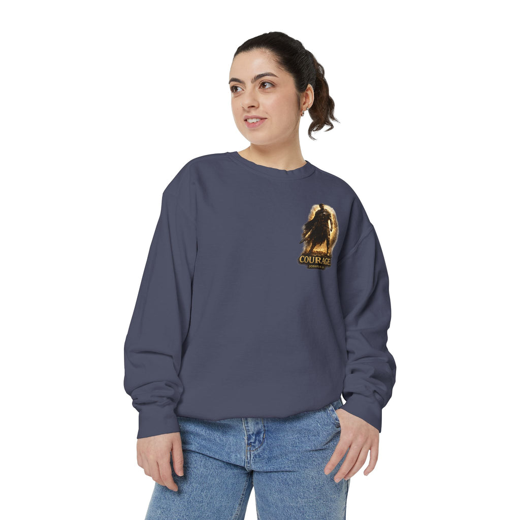 Joshua Courage Sweatshirt | Be Strong and Courageous Christian Crewneck | Inspirational Faith Apparel