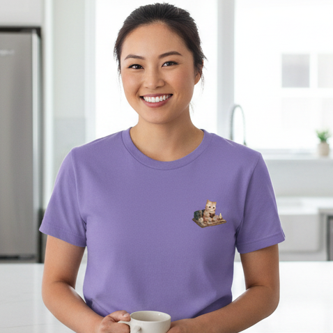 Cozy Cat Prayer T-Shirt — Faith Heart Cat Tee | Christian Cat Lover Shirt