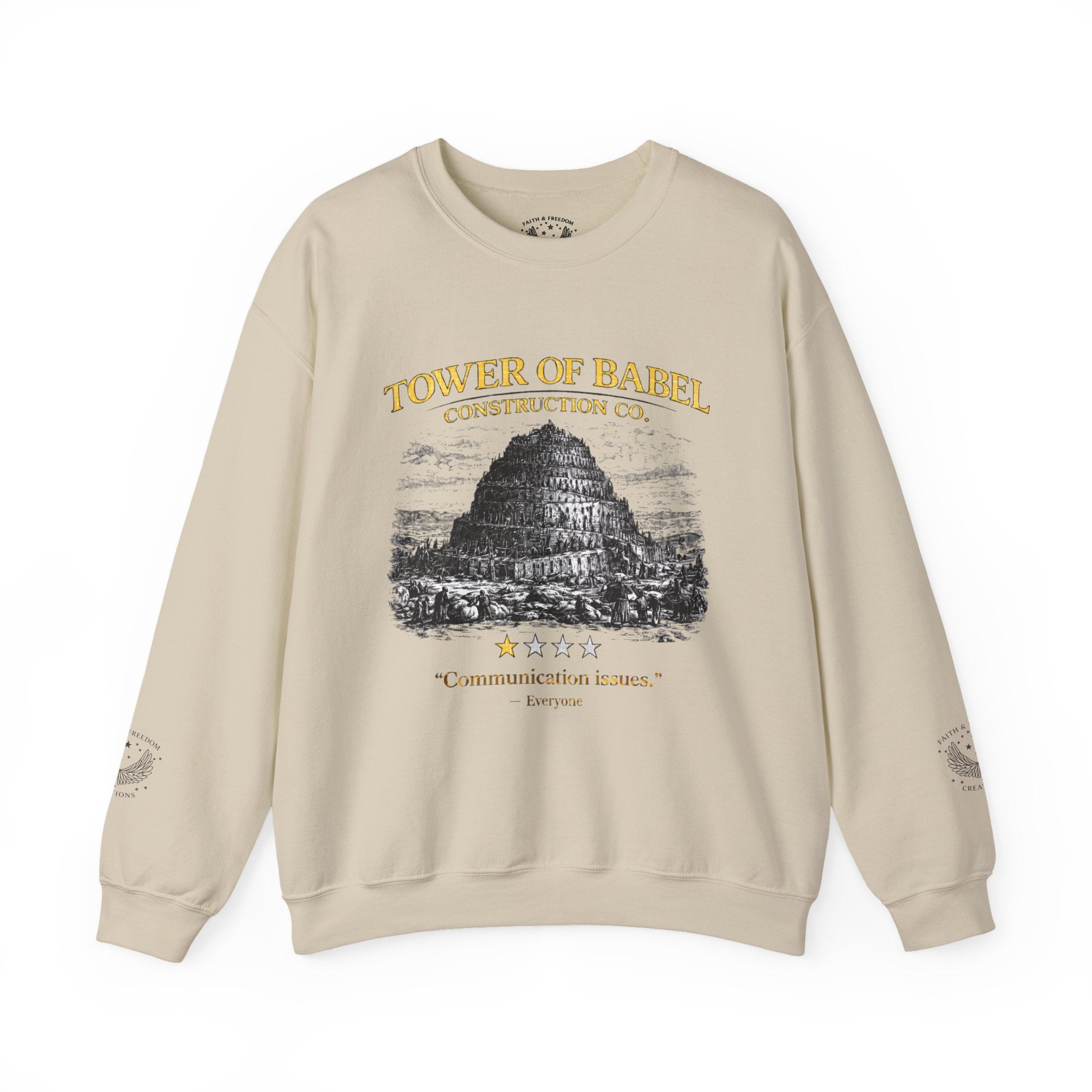 Tower of Babel Crewneck - Vintage Funny Review Graphic Sweatshirt