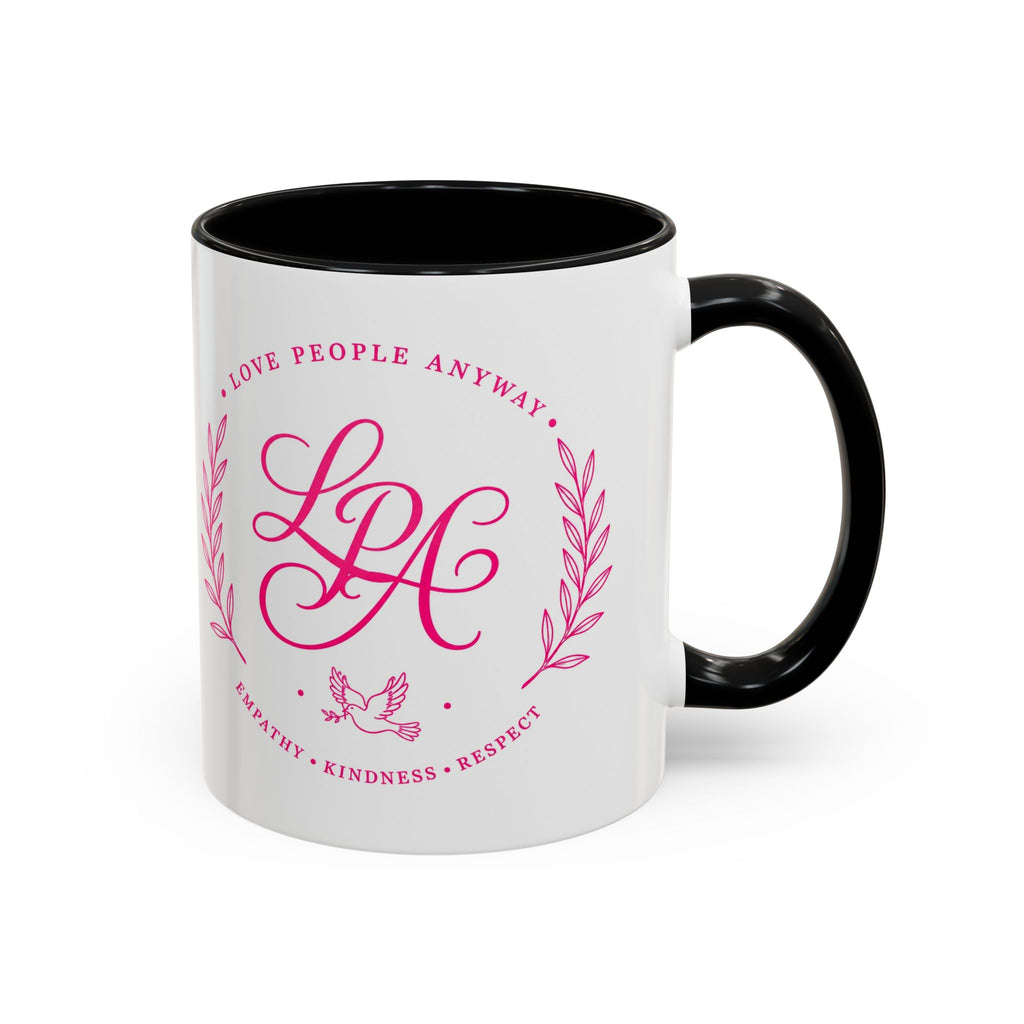 Love People Anyway Coffee Mug | Inspirational Pink Monogram Mug | Faith Freedom Creations