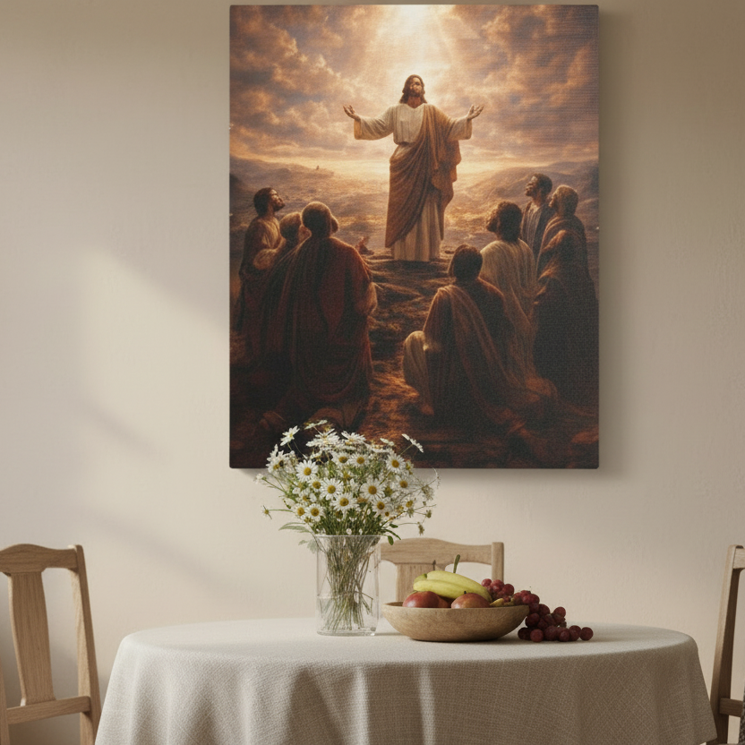 The Sermon Canvas — Christ Teaching Wall Art | Christian Faith Decor