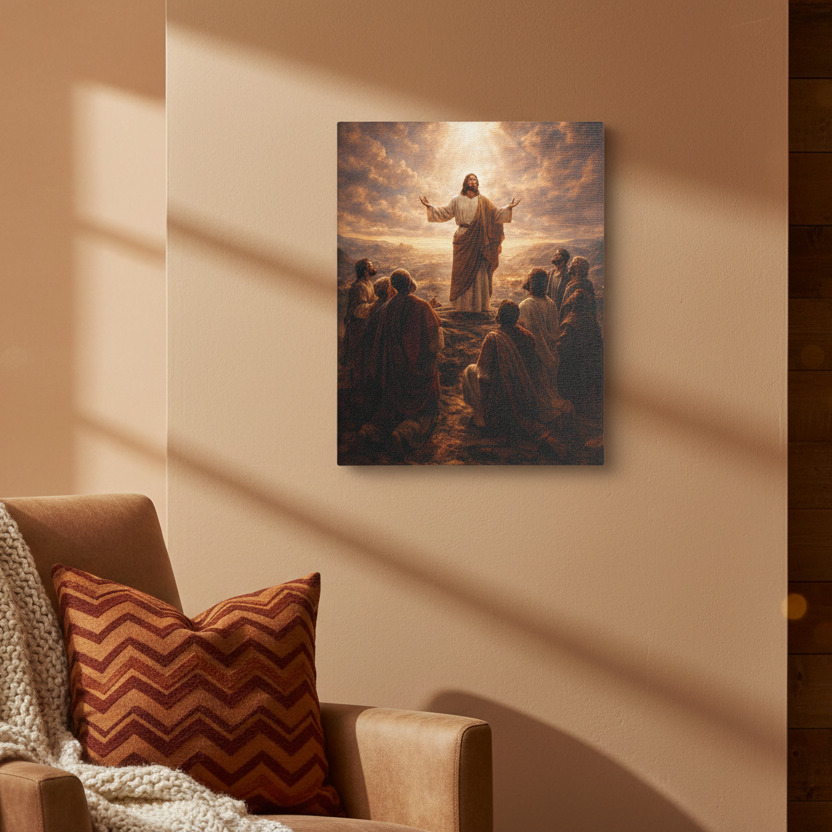 The Sermon Canvas — Christ Teaching Wall Art | Christian Faith Decor