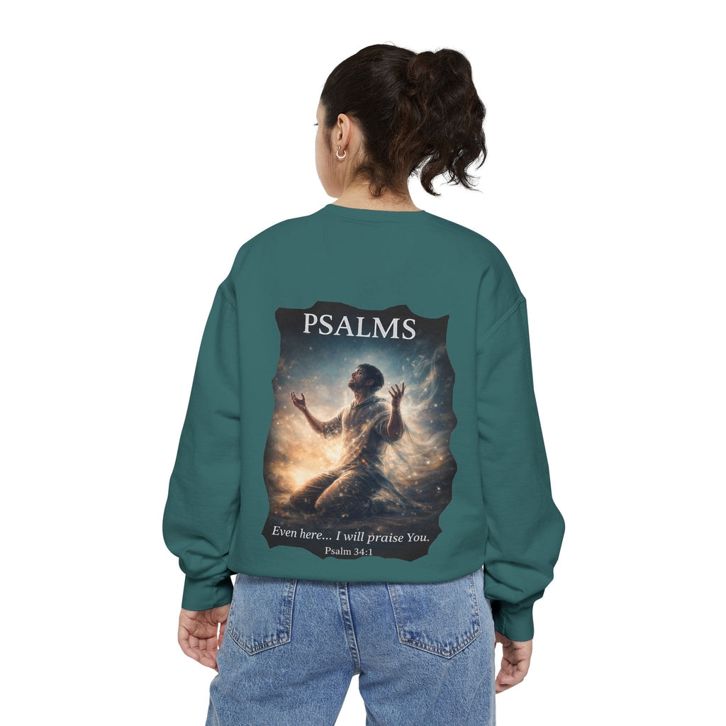 Psalm 34:1 Crewneck Sweatshirt | Inspirational Christian Graphic Sweatshirt | Faith Apparel