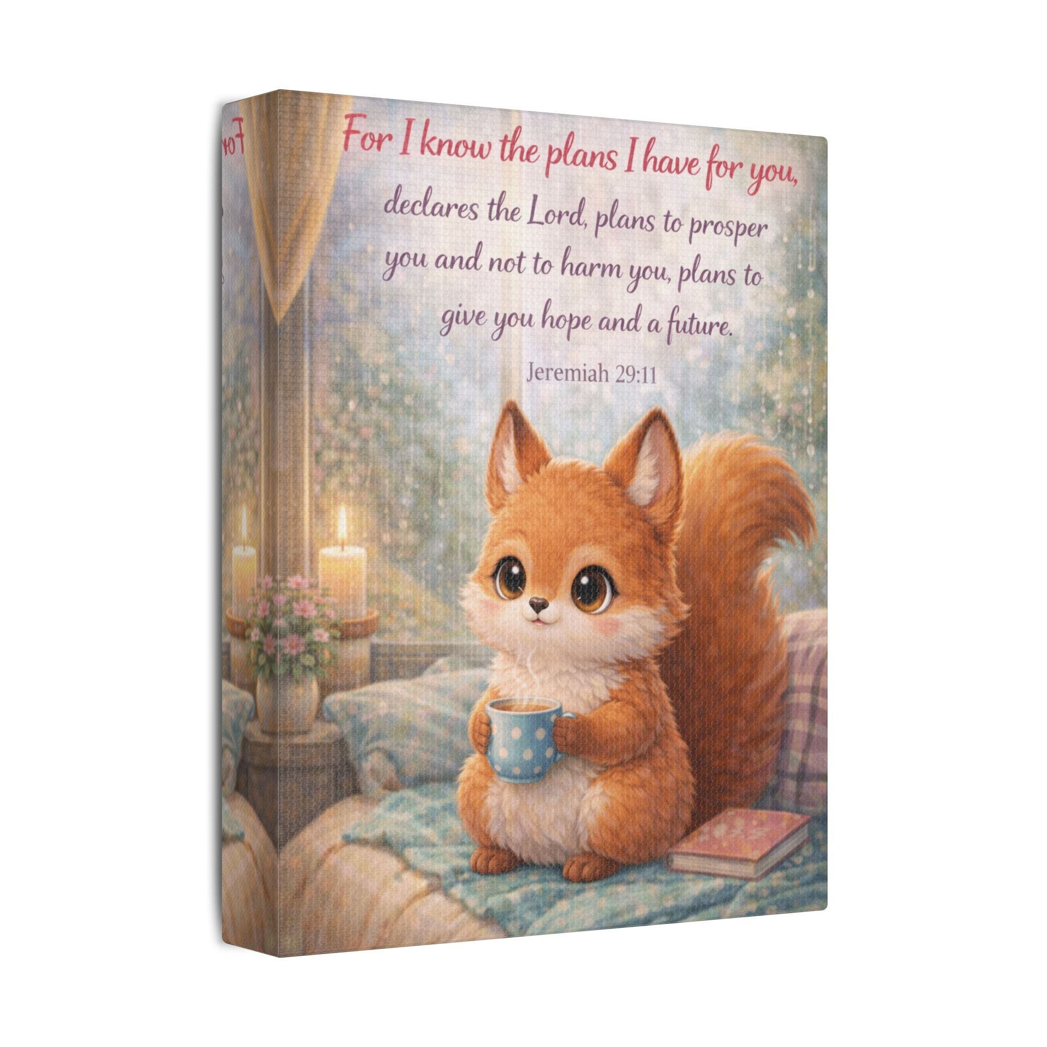 Scripture Woodland Animals – Fox – Jeremiah 29:11 Canvas Print