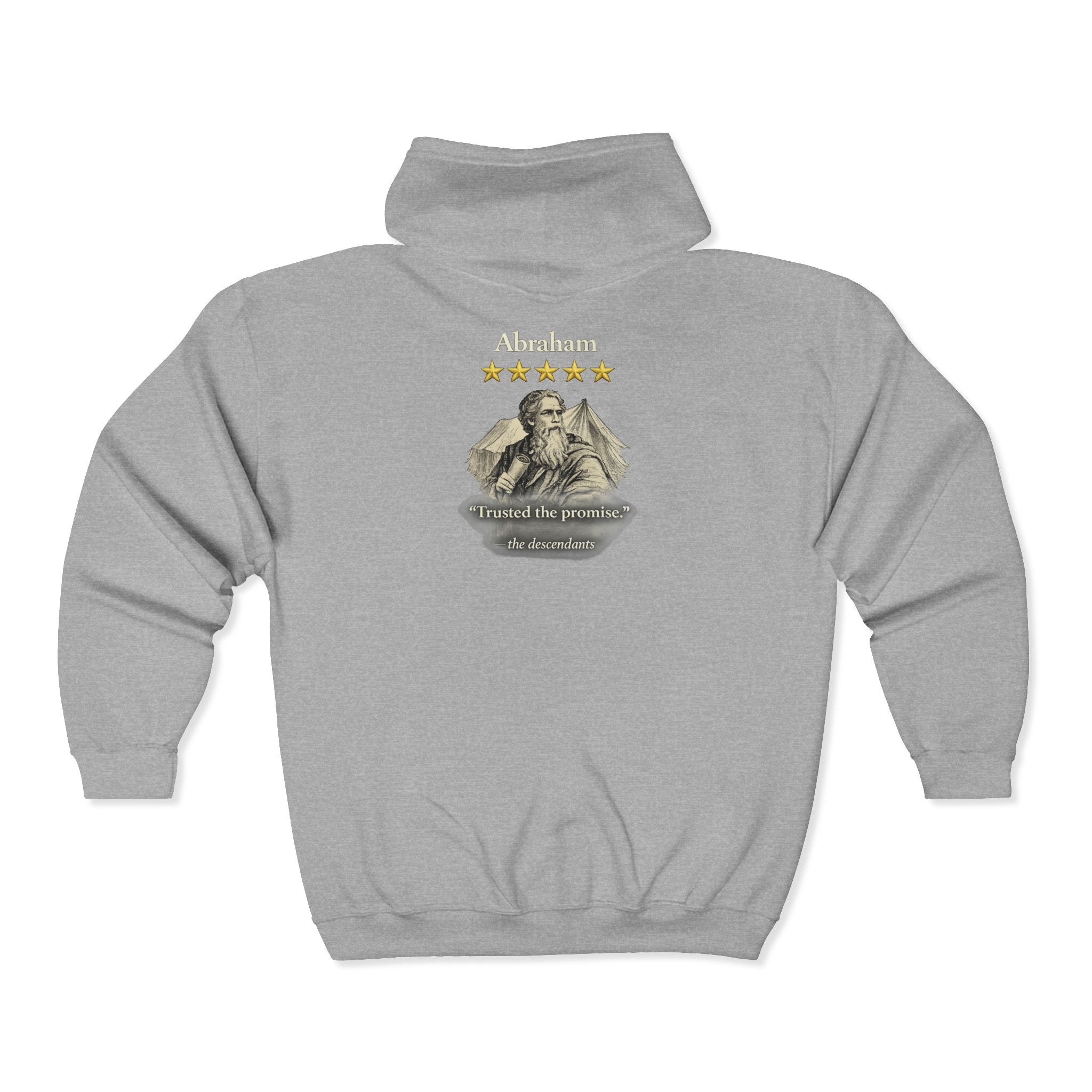 Abraham – Full-Zip Hoodie | “Trusted the Promise” Patriotic Faith Graphic – Five-Star Faith Series