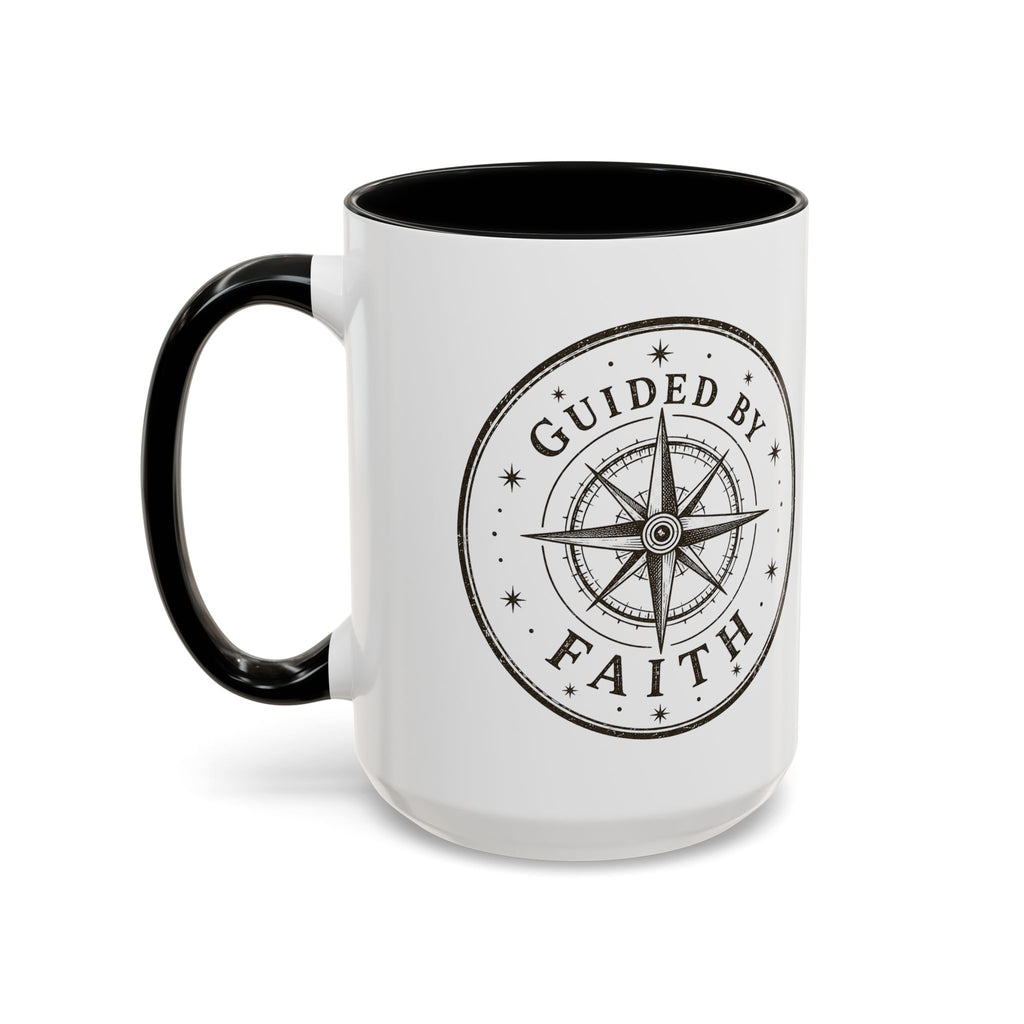 Guided by Faith Compass Coffee Mug | Inspirational Christian Accent Mug | Faith Freedom Creations