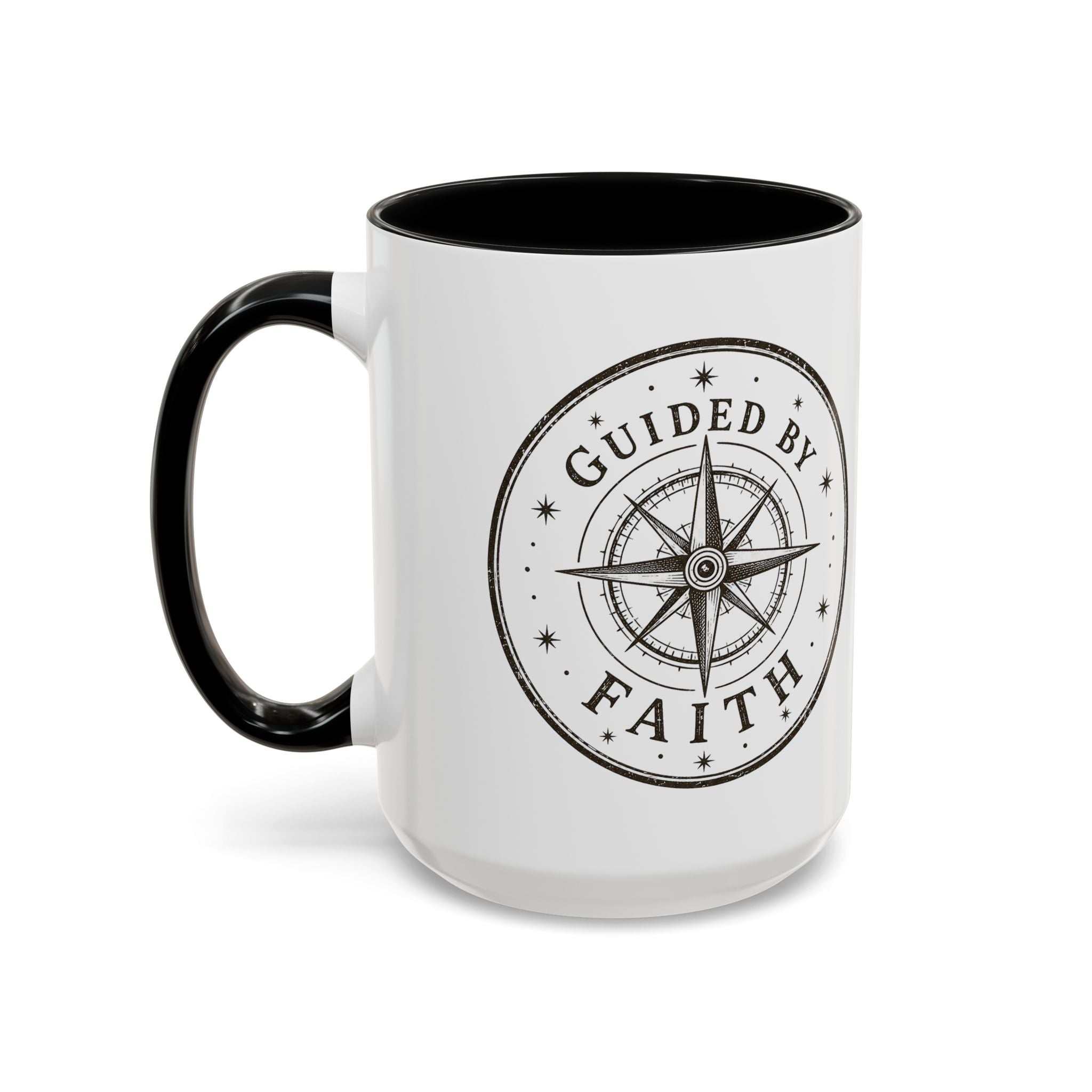 Guided by Faith Compass Coffee Mug | Inspirational Christian Accent Mug | Faith Freedom Creations