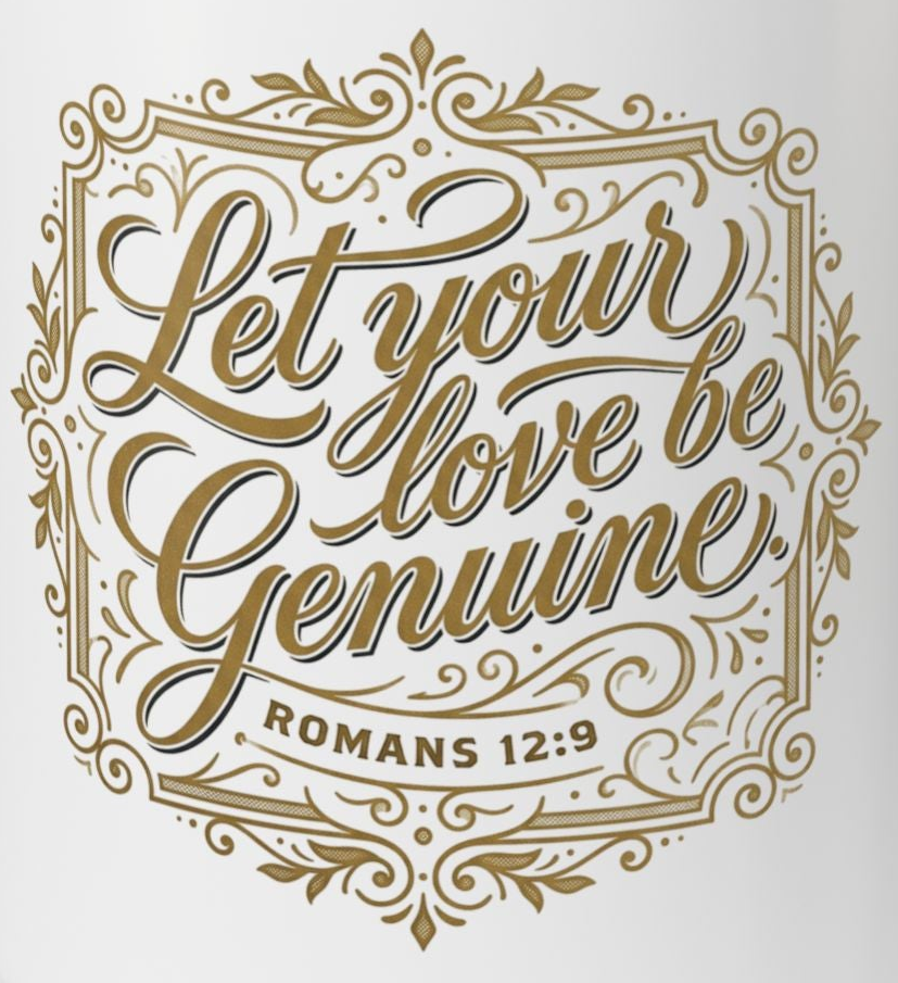 Let Your Love Be Genuine Coffee Mug | Romans 12:9 Christian Mug | Inspirational Faith Gift