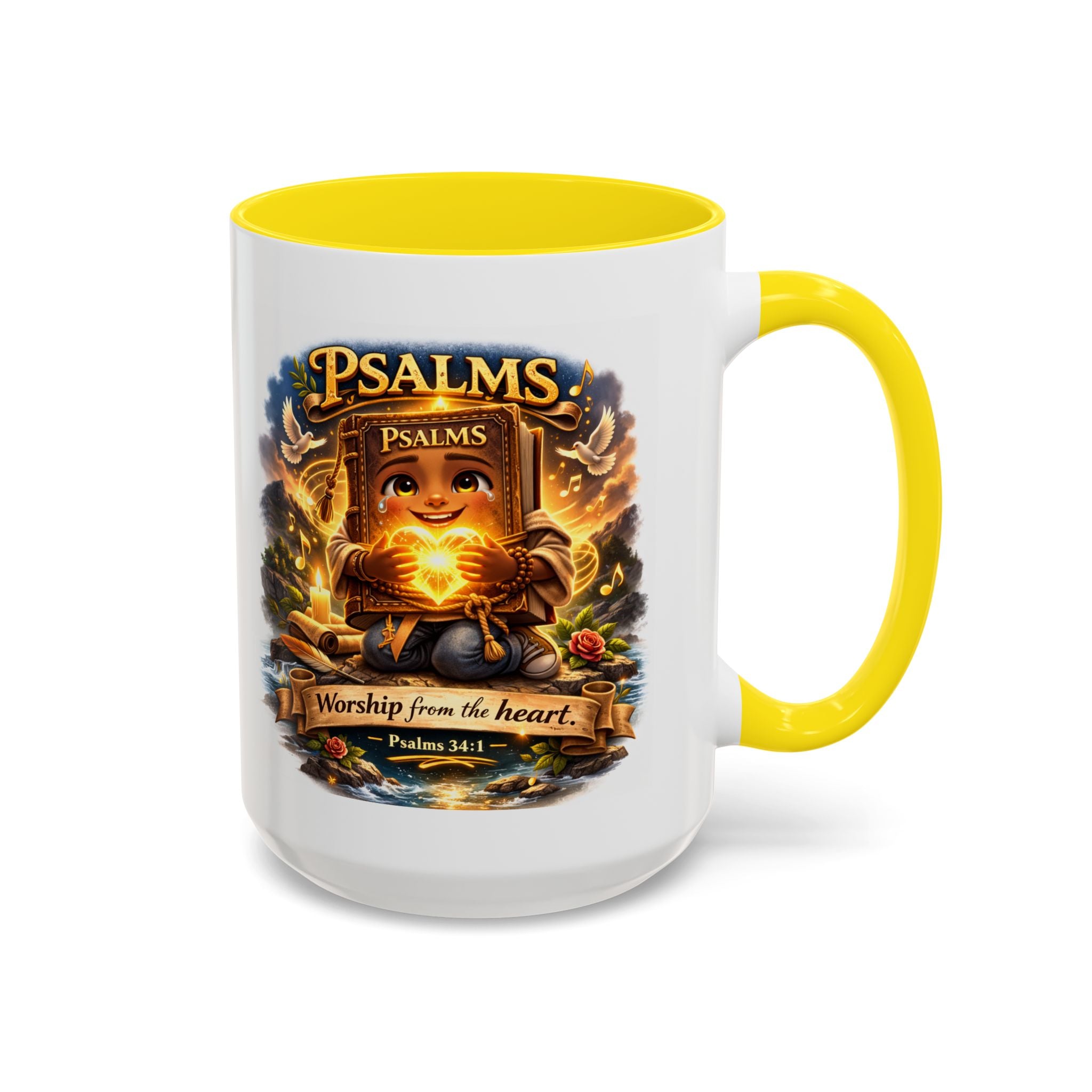 Psalms 34:1 Coffee Mug | Worship From the Heart Mug | Inspirational Christian Accent Mug