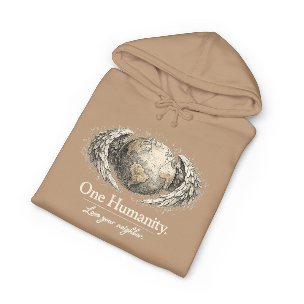 “One Humanity” Hoodie – “Love Your Neighbor” Earth & Wings Graphic Sweatshirt