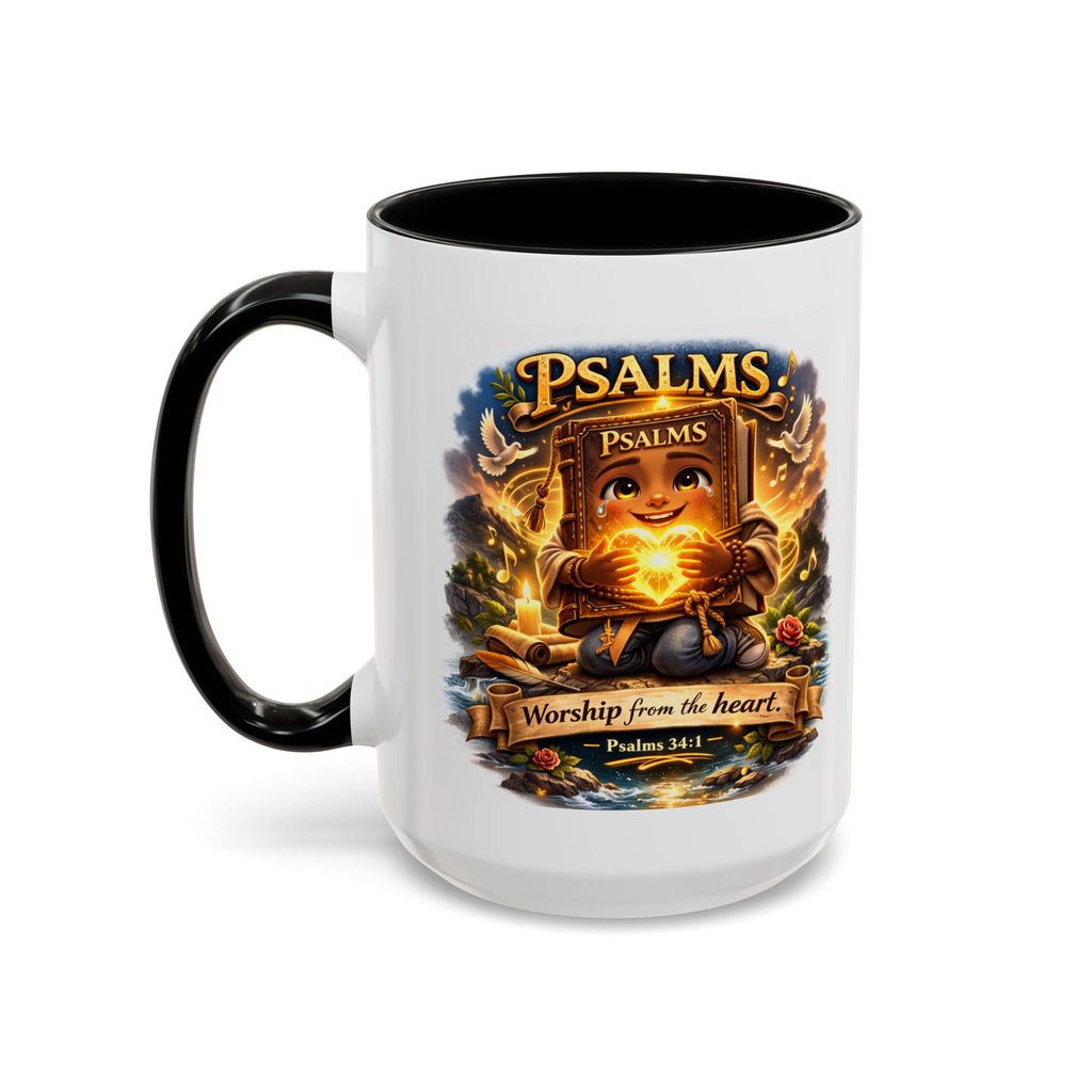 Psalms 34:1 Coffee Mug | Worship From the Heart Mug | Inspirational Christian Accent Mug