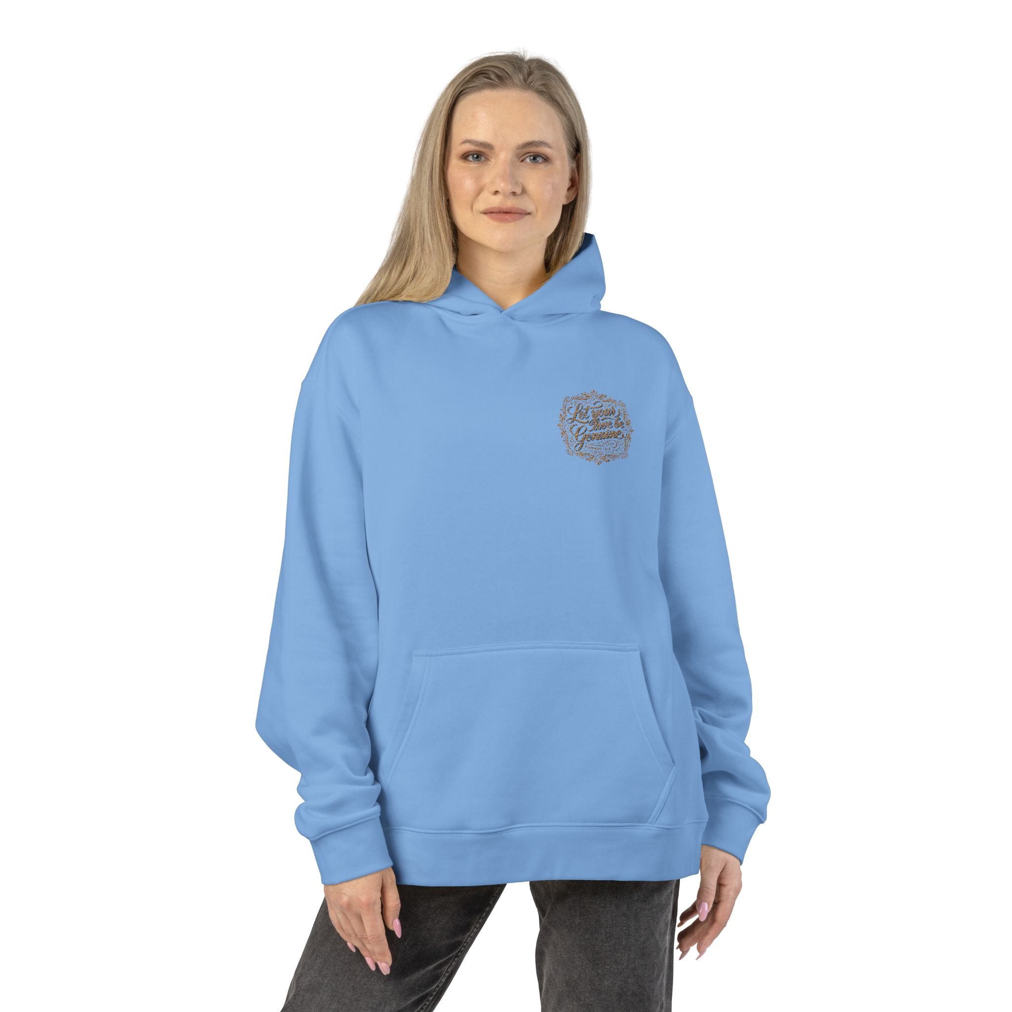“Let Your Love Be Genuine” Hoodie – Romans 12:9 Christian Pullover | Faith & Freedom Creations