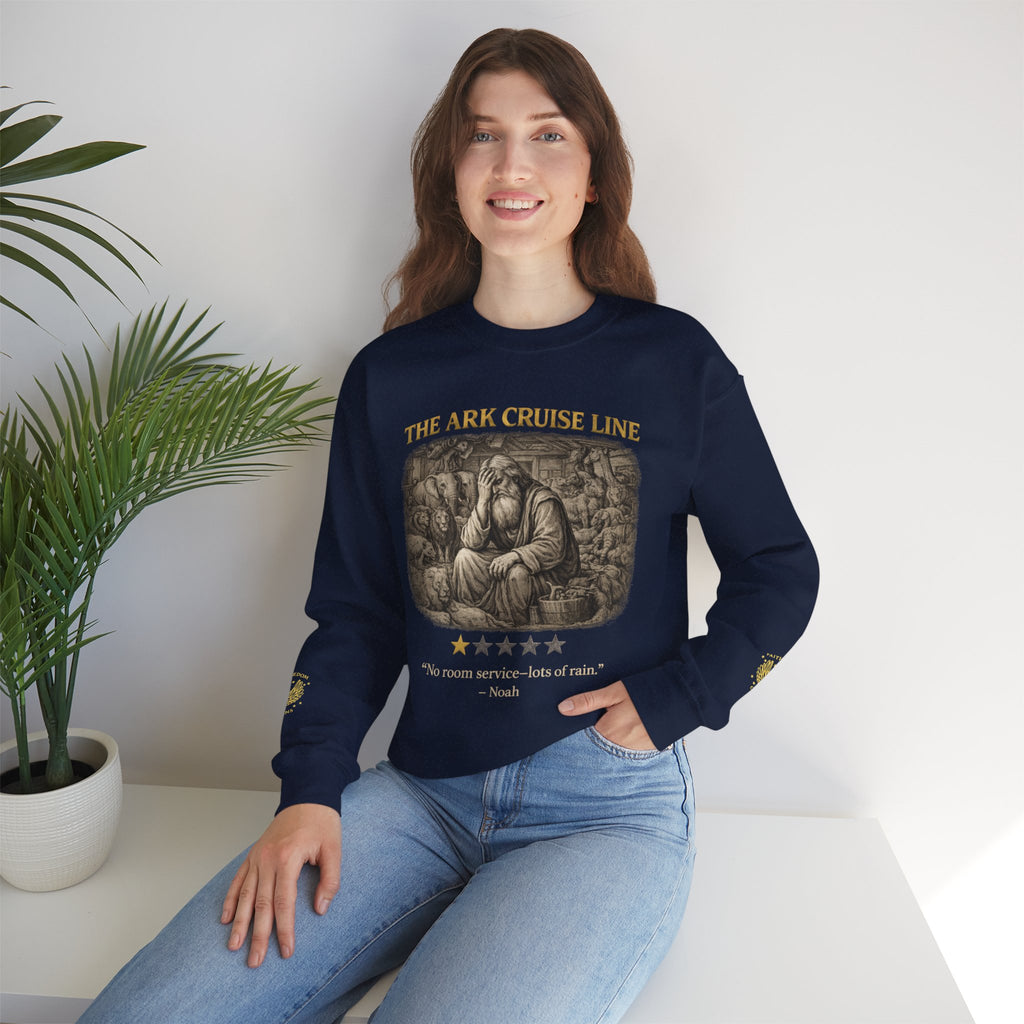 Noah – Crewneck Sweatshirt | “Ark Cruise Liner” Vintage Illustration – Five-Star Faith Series