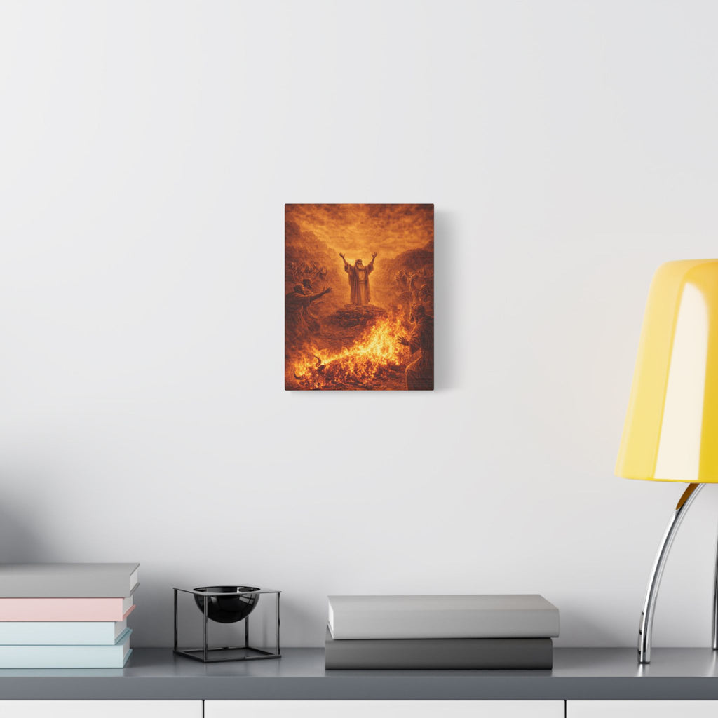 Elijah Calls Down Fire Canvas — Biblical Wall Art | Gold Revival Edition