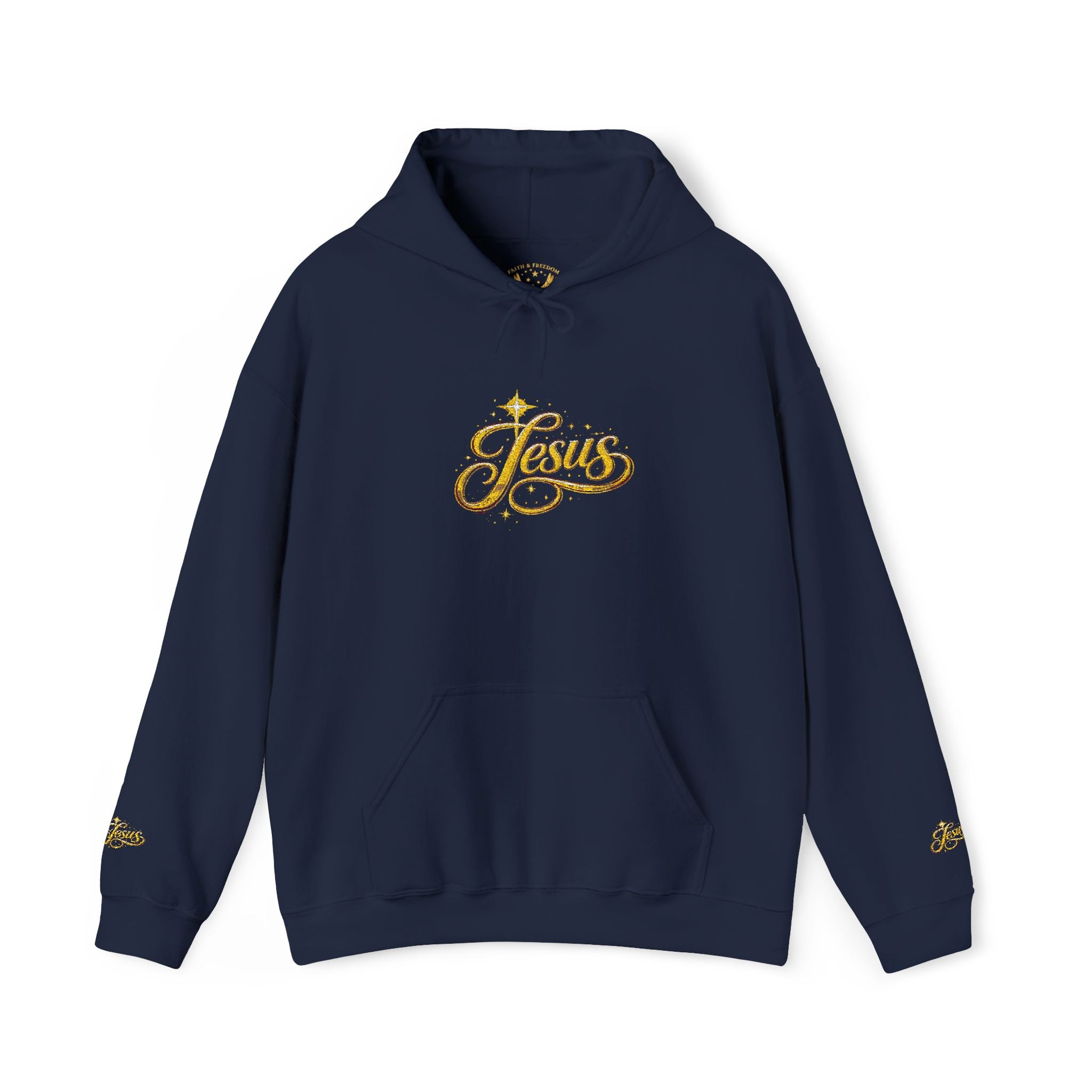 Jesus Gold Script Hoodie – Sparkle Christian Faith Pullover | Inspirational Hoodie
