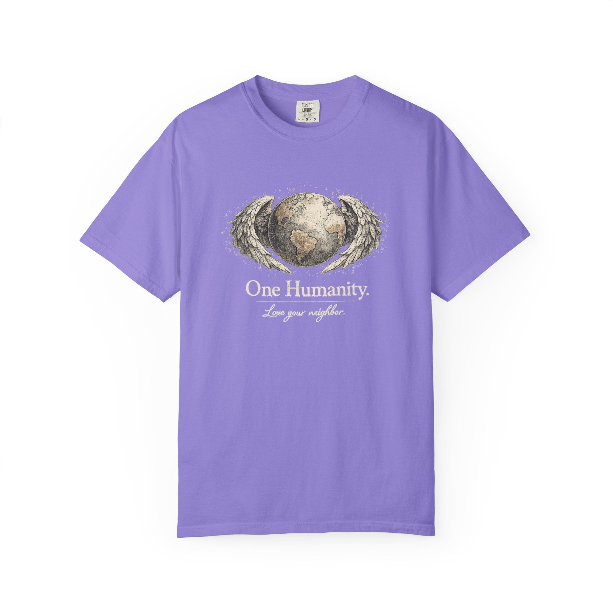 One Humanity T-Shirt – “One Humanity. Love Your Neighbor.” Earth Wings Graphic Tee