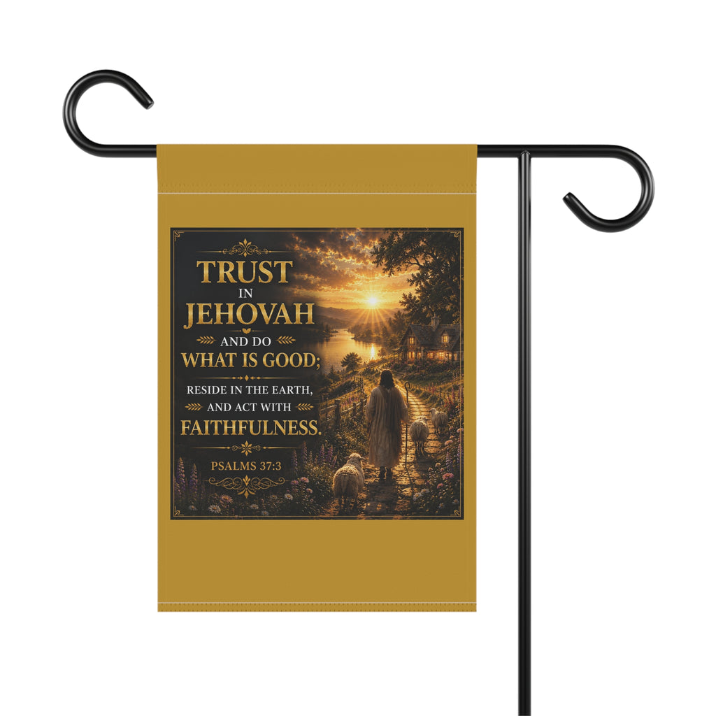 Trust in Jehovah Garden Banner | Psalm 37:3 Shepherd Yard Flag | Inspirational Christian Outdoor Decor