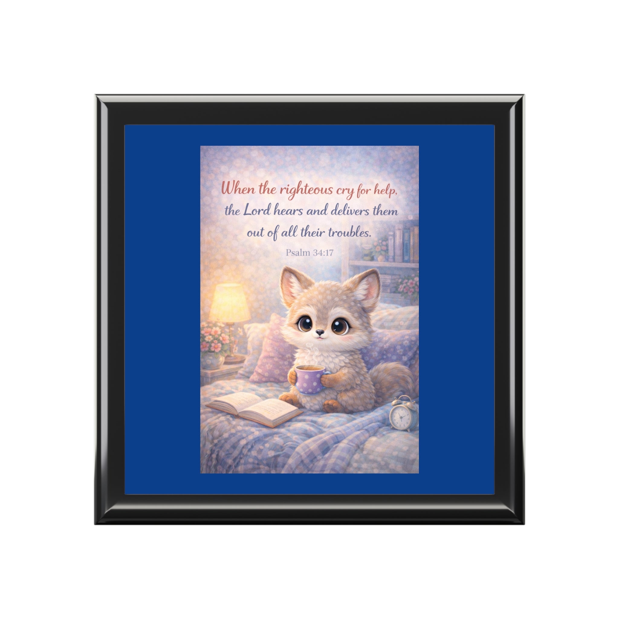 The Righteous Cry Out - Cozy Kitten Jewelry Box with Psalm 34:17