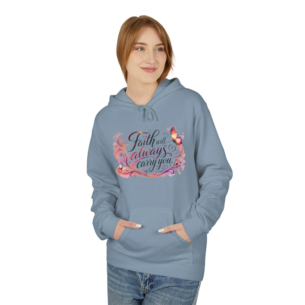 Faith Will Always Carry You Hoodie | Butterfly Christian Inspirational Pullover