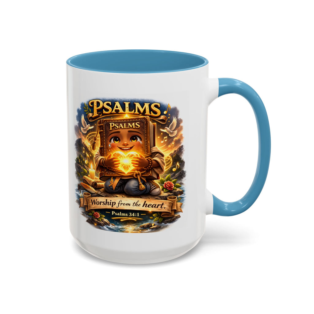 Psalms 34:1 Coffee Mug | Worship From the Heart Mug | Inspirational Christian Accent Mug