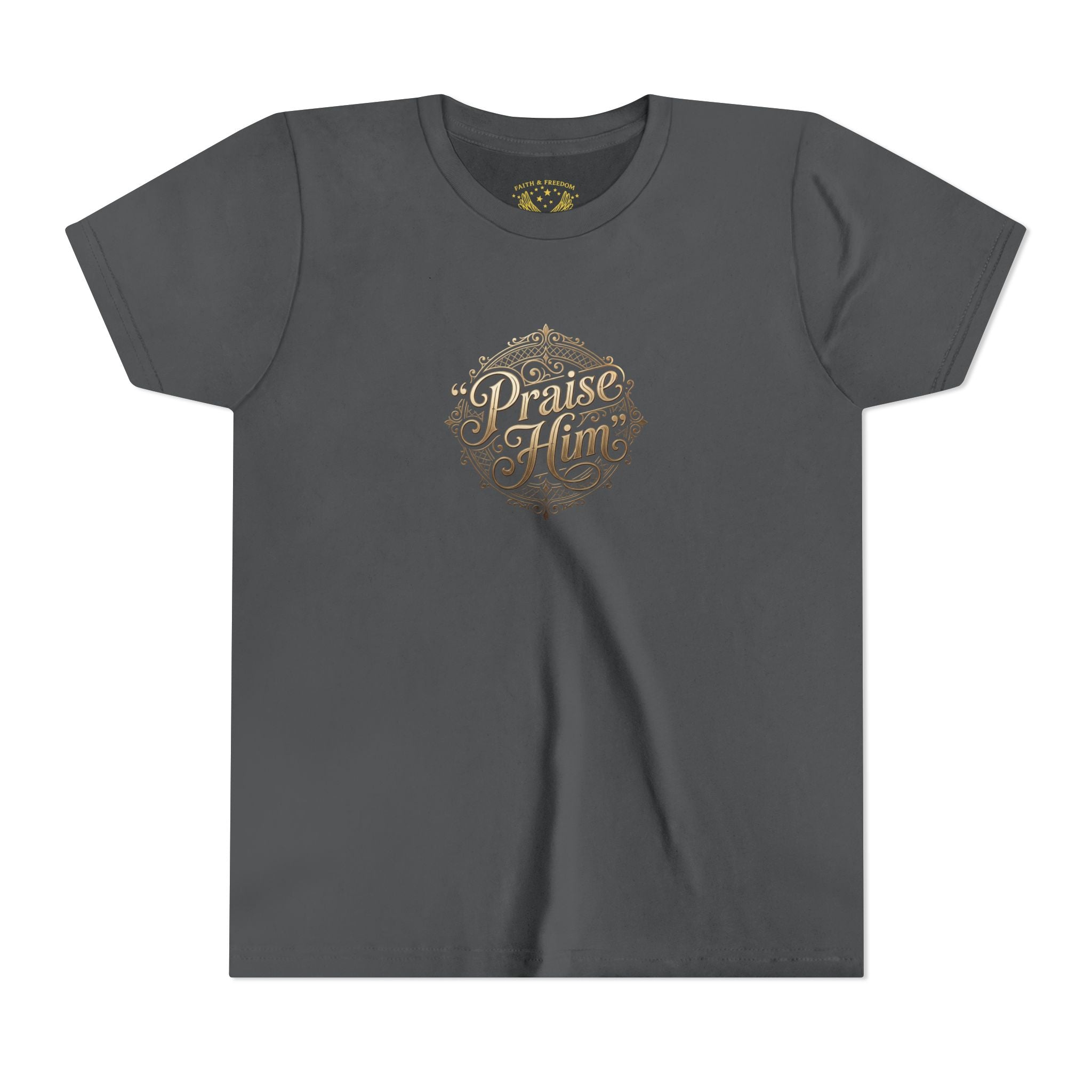 Praise Him Psalms 34:1 Youth T-Shirt | Christian Kids Faith Tee | Inspirational Youth Apparel