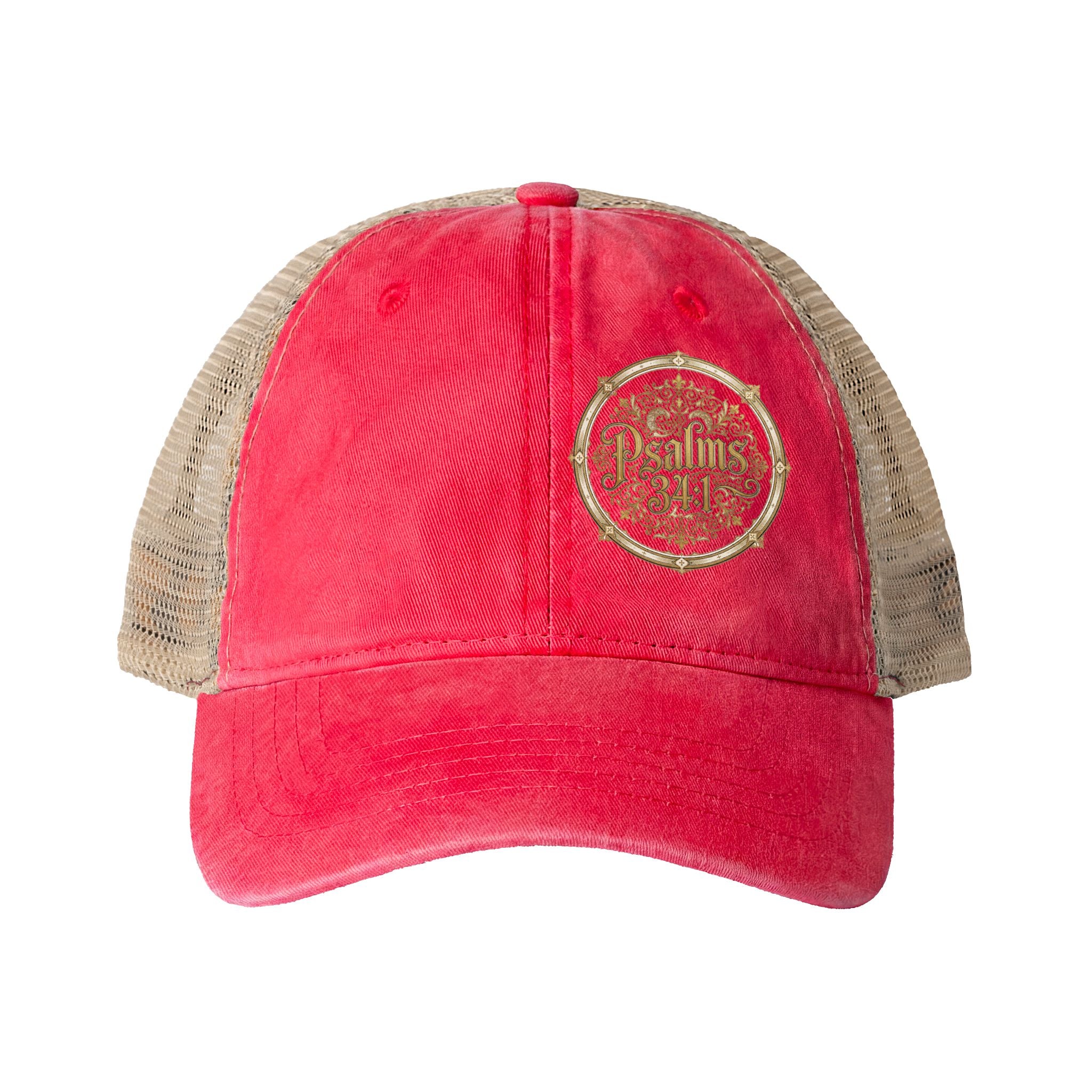 Women’s Washed Mesh-Back Cap – Psalm 34:1 Vintage Ponytail Hat | Faith & Freedom Creations