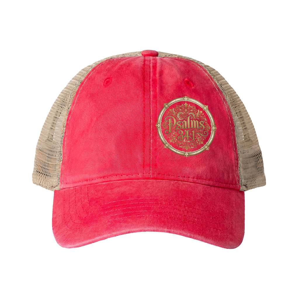 Women’s Washed Mesh-Back Cap – Psalm 34:1 Vintage Ponytail Hat | Faith & Freedom Creations
