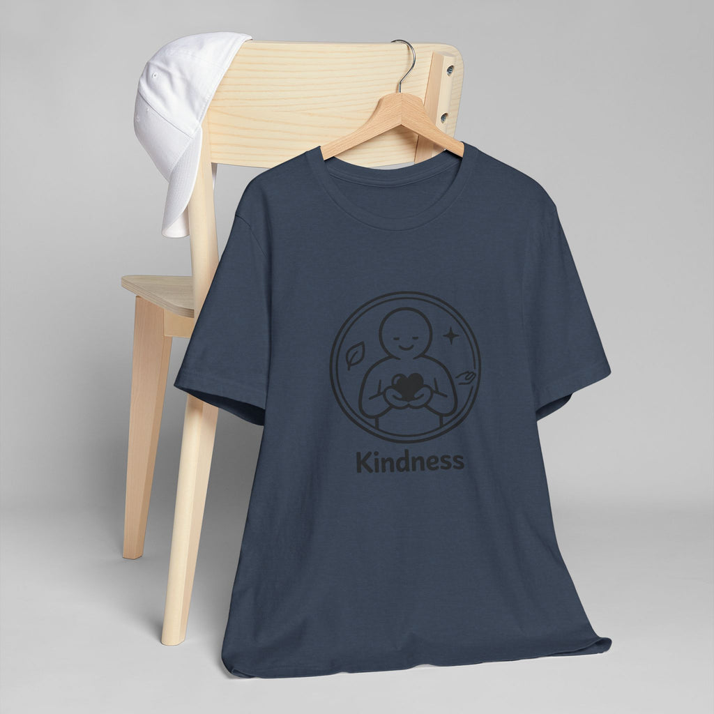 Kindness Minimalist T-Shirt | Inspirational Heart Emblem Tee | Soft Everyday Graphic Shirt
