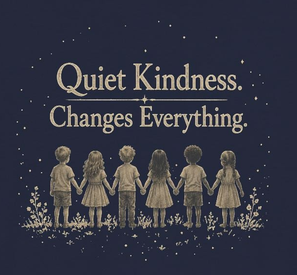 Youth “Quiet Kindness Changes Everything” Tee – Kids Inspirational T-Shirt with Earth & Friends Graphic