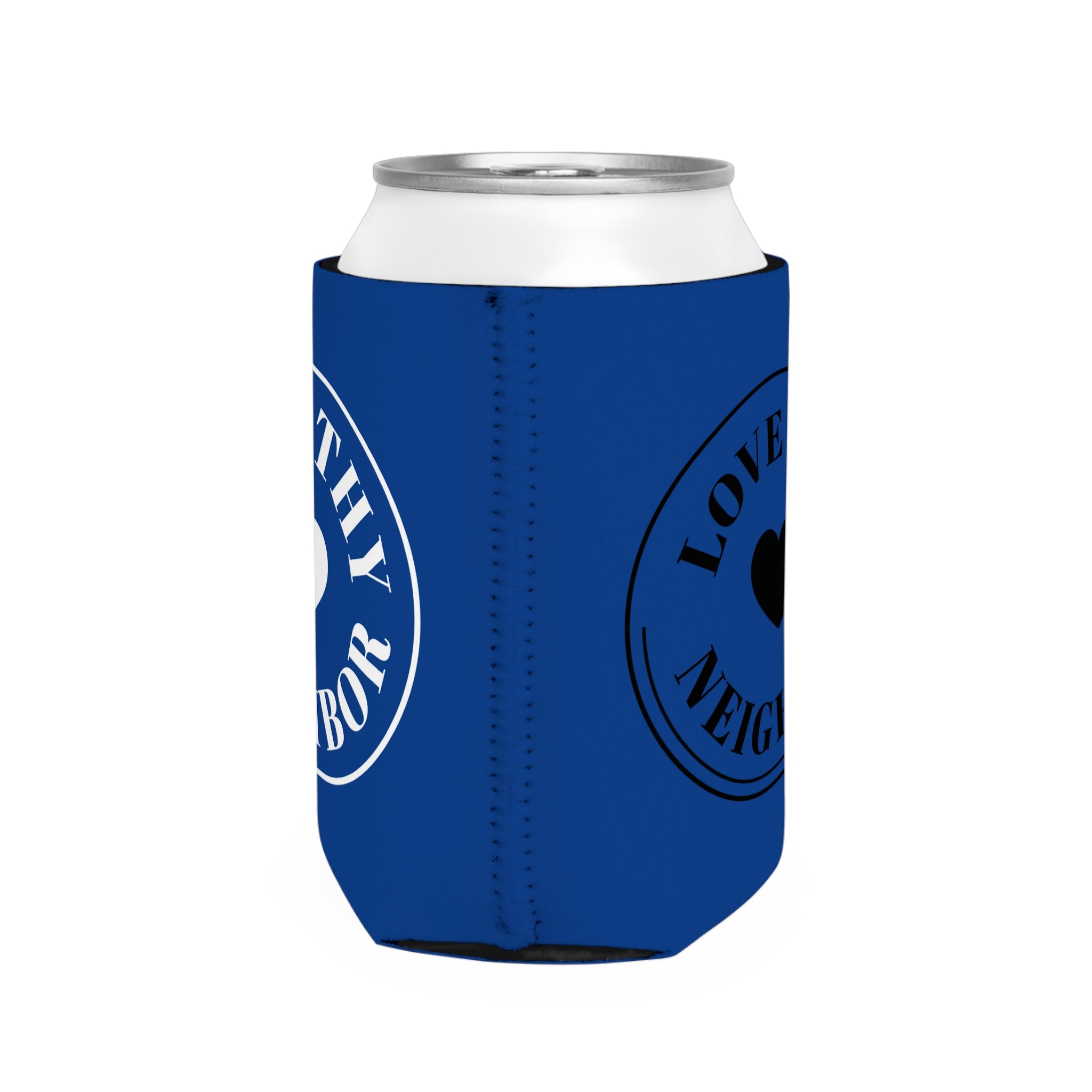 Can Cooler — "Love Thy Neighbor" Heart Logo Koozie (Blue)