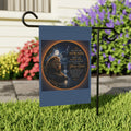 Inspirational Christian garden flag featuring a resting lion beside a reflective pool under moonlight with the phrase “Do Not Be Afraid” in elegant lettering.