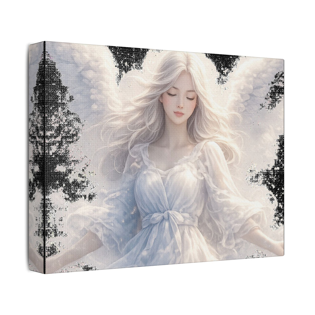 Angelic White Guardian Canvas — Serene Angel Nursery Wall Art