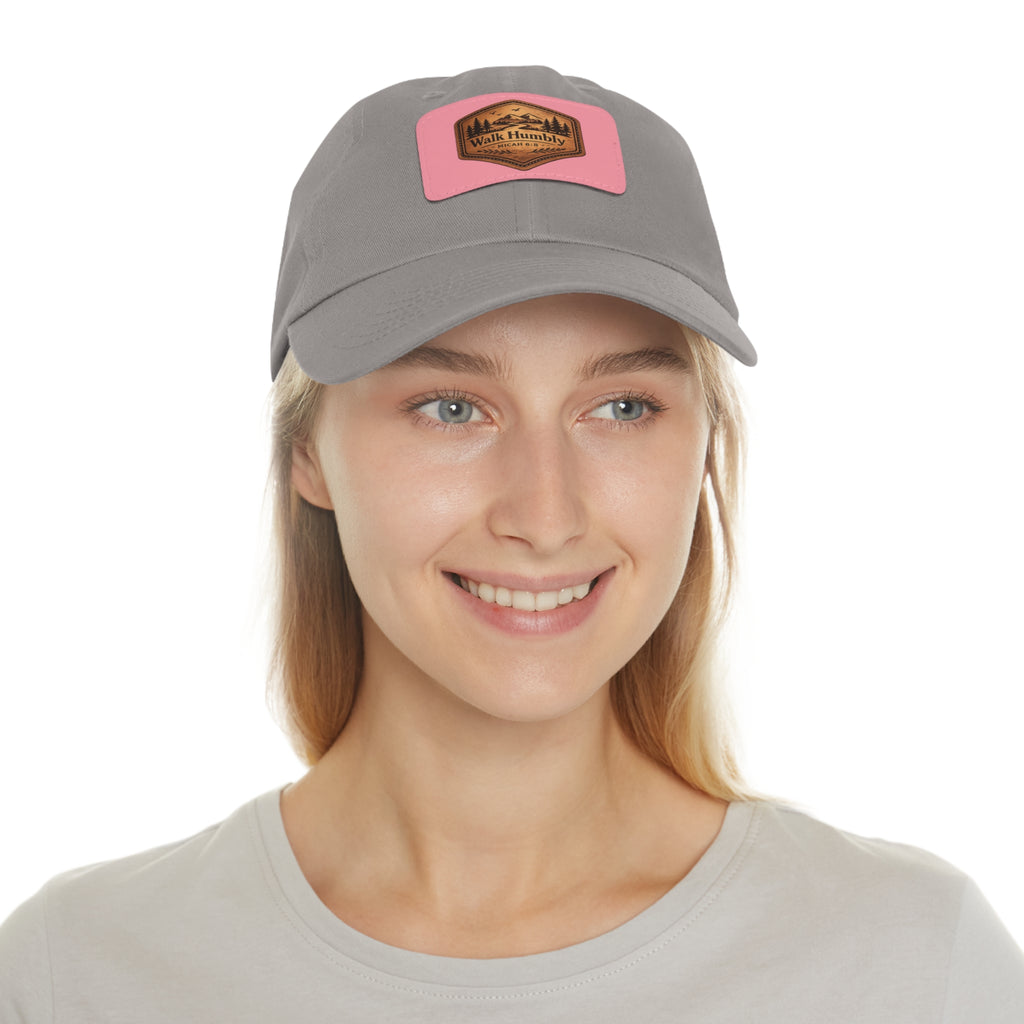 Walk Humbly Leather Patch Dad Hat | Micah 6:8 Christian Outdoor Cap | Faith Freedom Creations