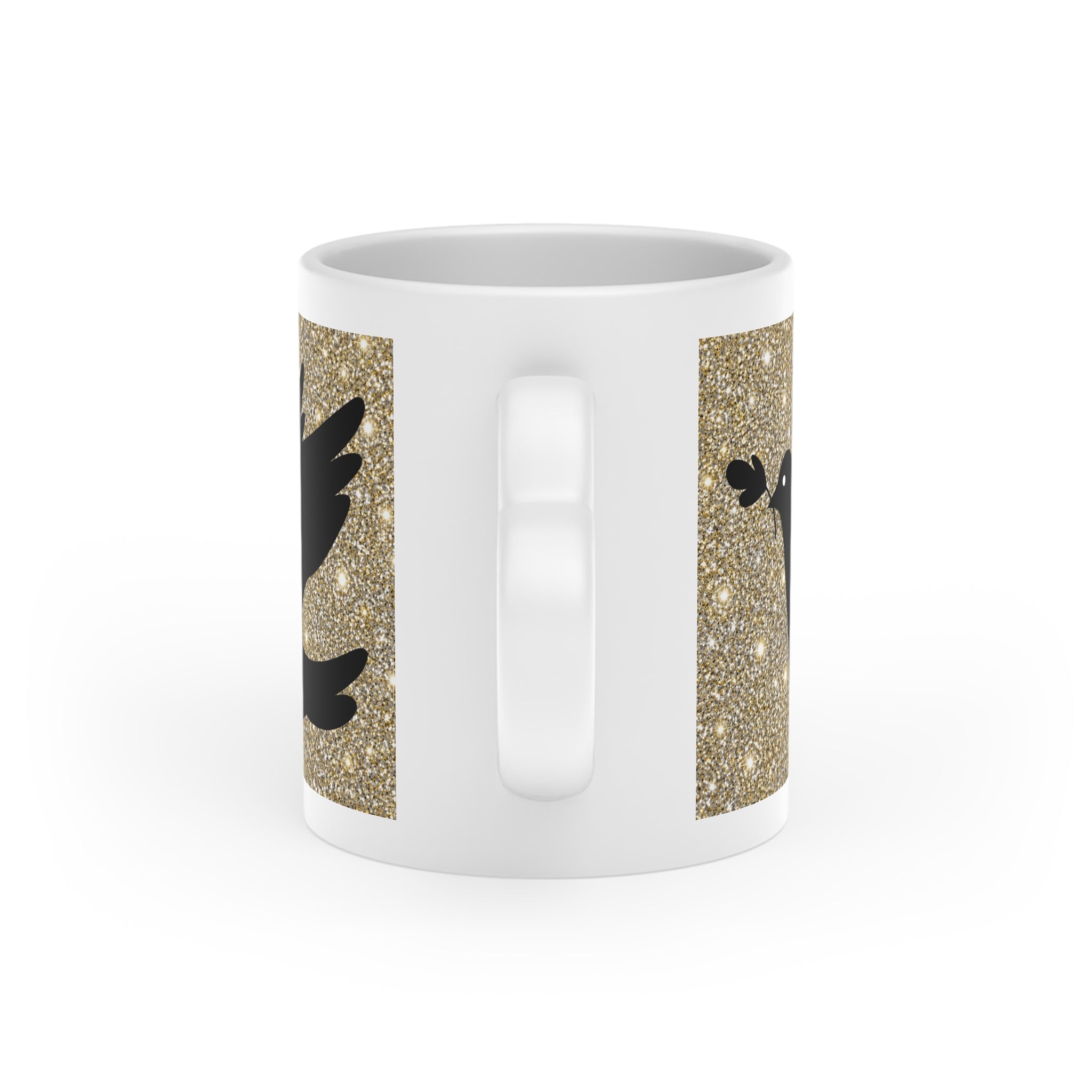 Peace Dove Heart Mug | Gold Glitter Ceramic Coffee Mug | Dove & Olive Branch Gift