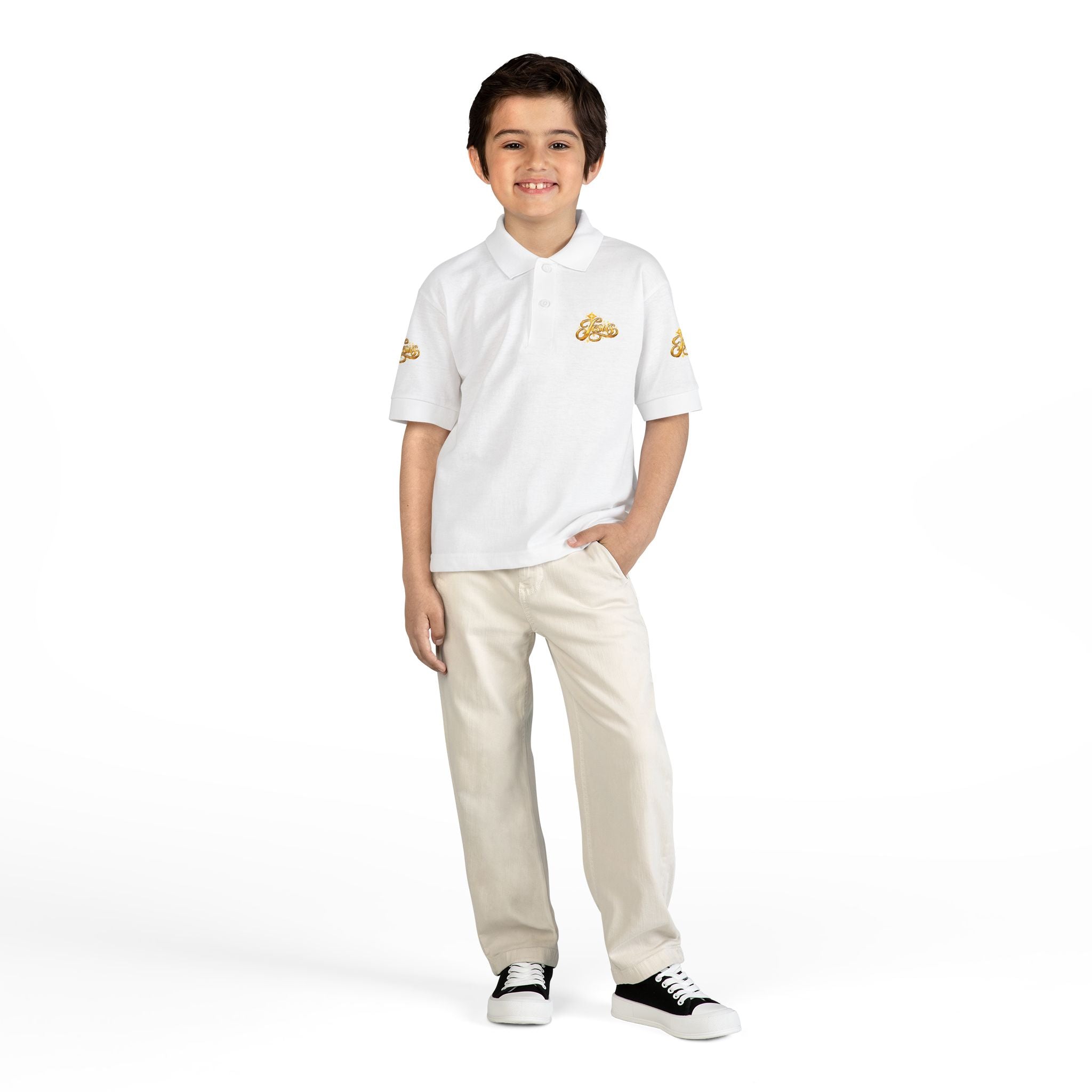 Kids Jesus Gold Nugget Polo – Youth Christian Faith Shirt | Church & Dress Casual Polo
