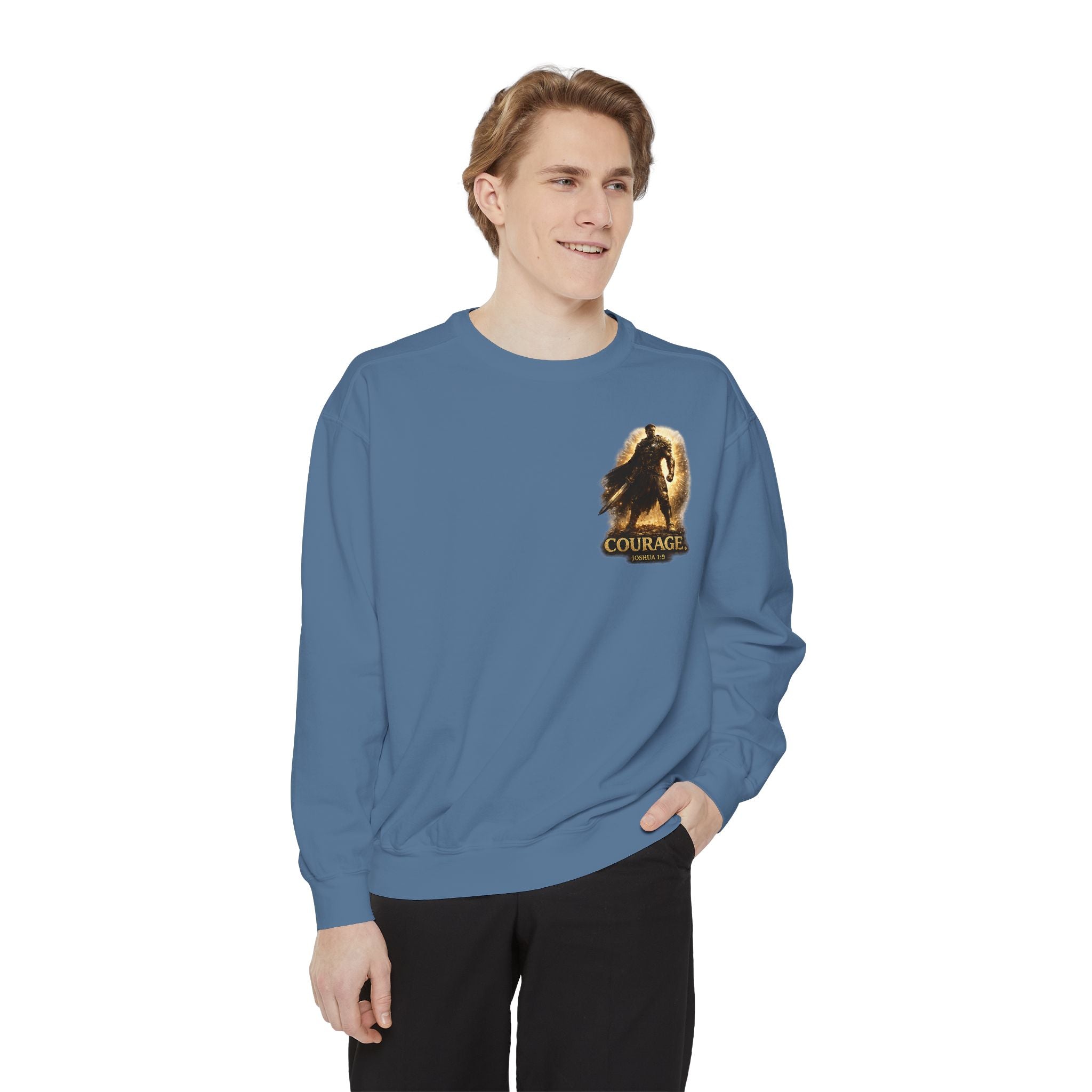 Joshua Courage Sweatshirt | Be Strong and Courageous Christian Crewneck | Inspirational Faith Apparel