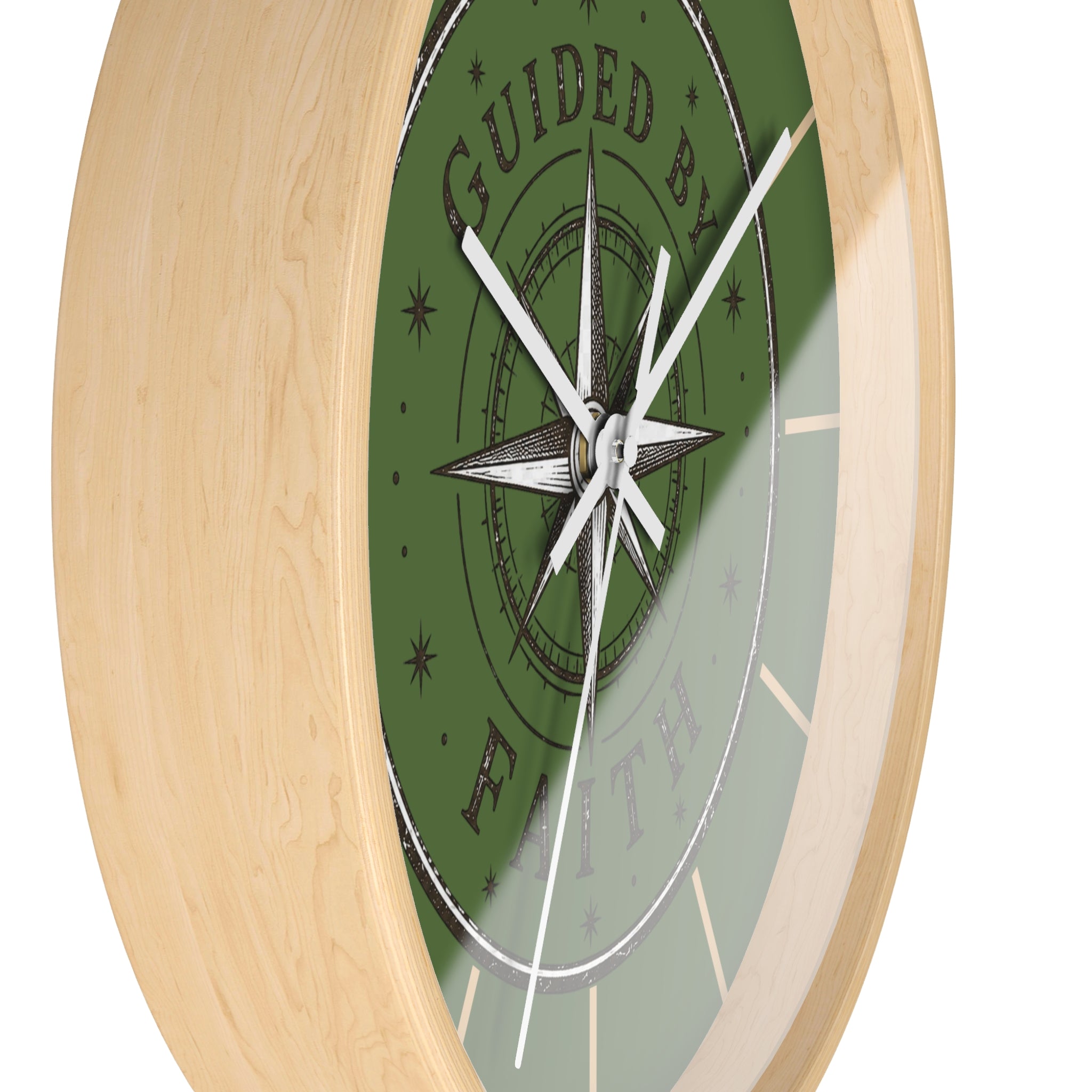 Guided by Faith Compass Wall Clock | Rustic Christian Clock | Inspirational Faith Home Decor