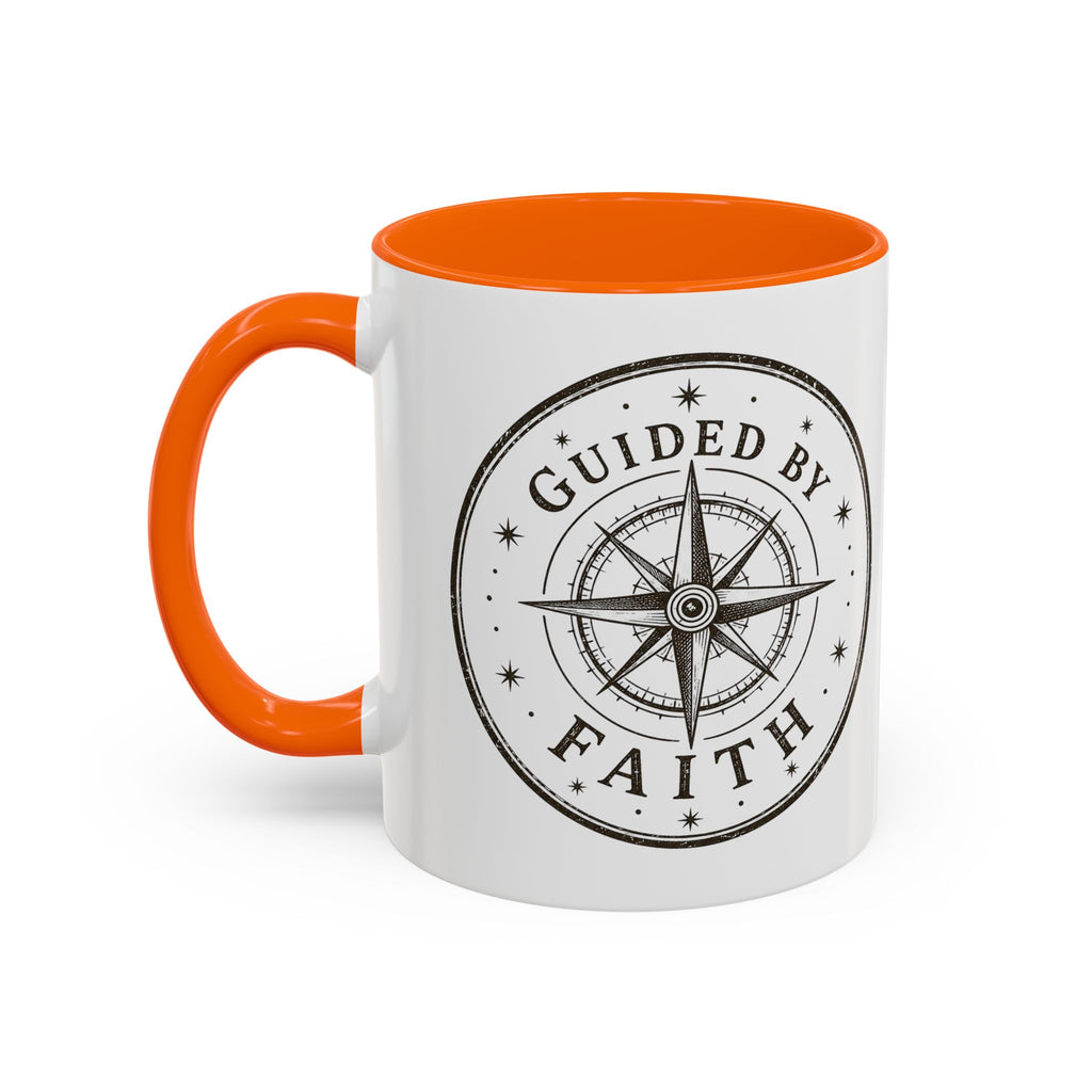 Guided by Faith Compass Coffee Mug | Inspirational Christian Accent Mug | Faith Freedom Creations