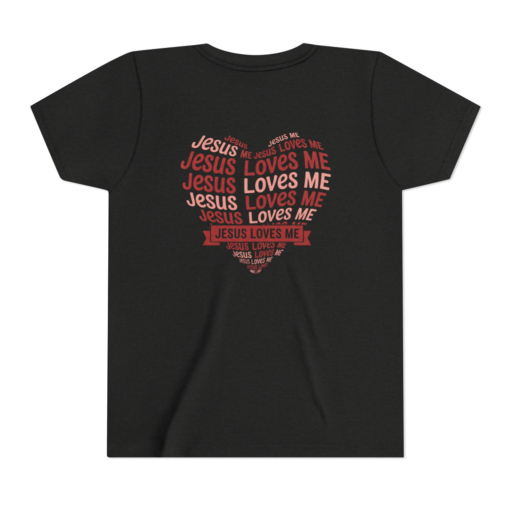 Jesus Loves Me Youth T-Shirt – Heart Word Cloud Christian Kids Tee | Faith Inspired Youth Shirt