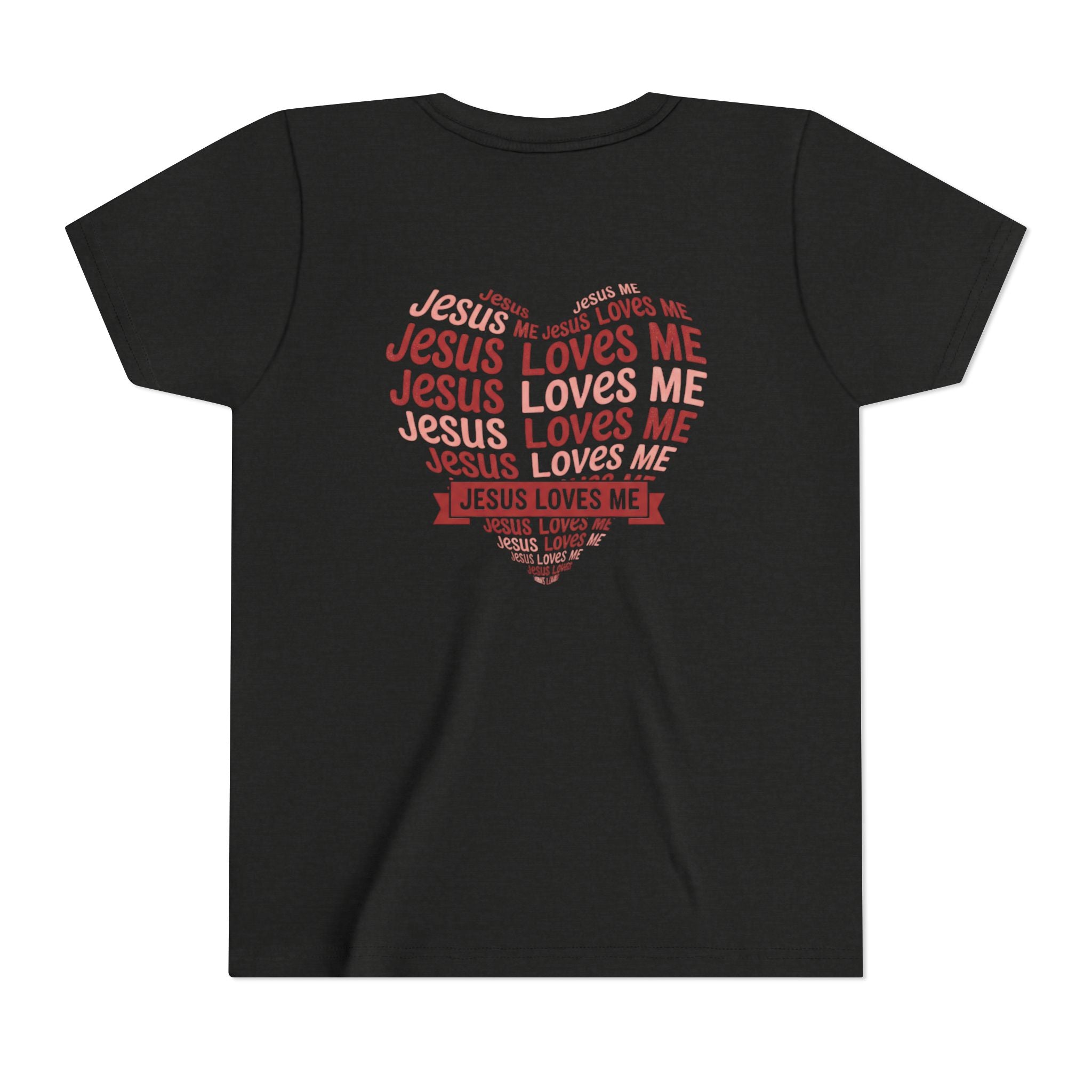 Jesus Loves Me Youth T-Shirt – Heart Word Cloud Christian Kids Tee | Faith Inspired Youth Shirt
