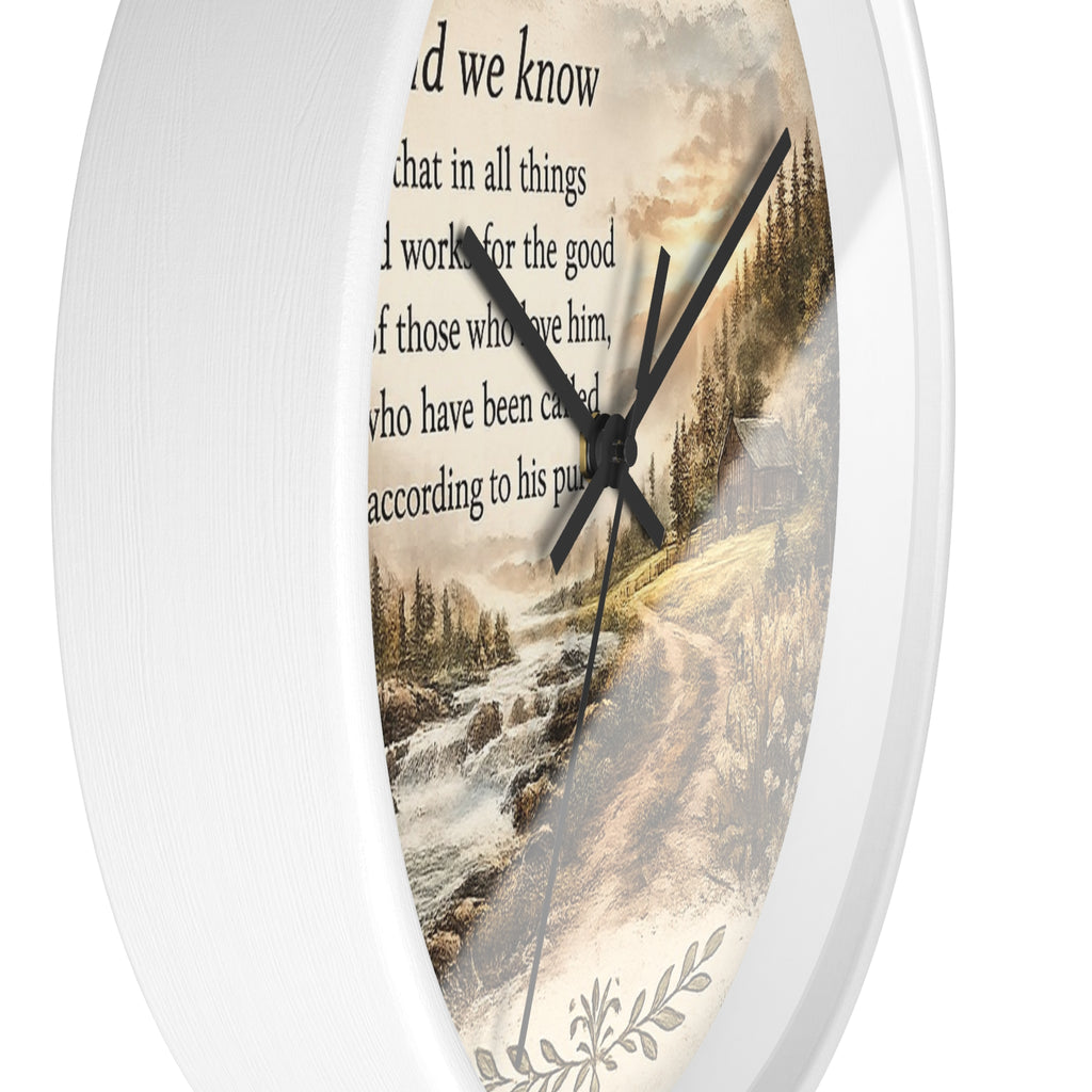 Romans 8:28 Wall Clock | Inspirational Christian Scripture Clock | Rustic Faith Home Decor