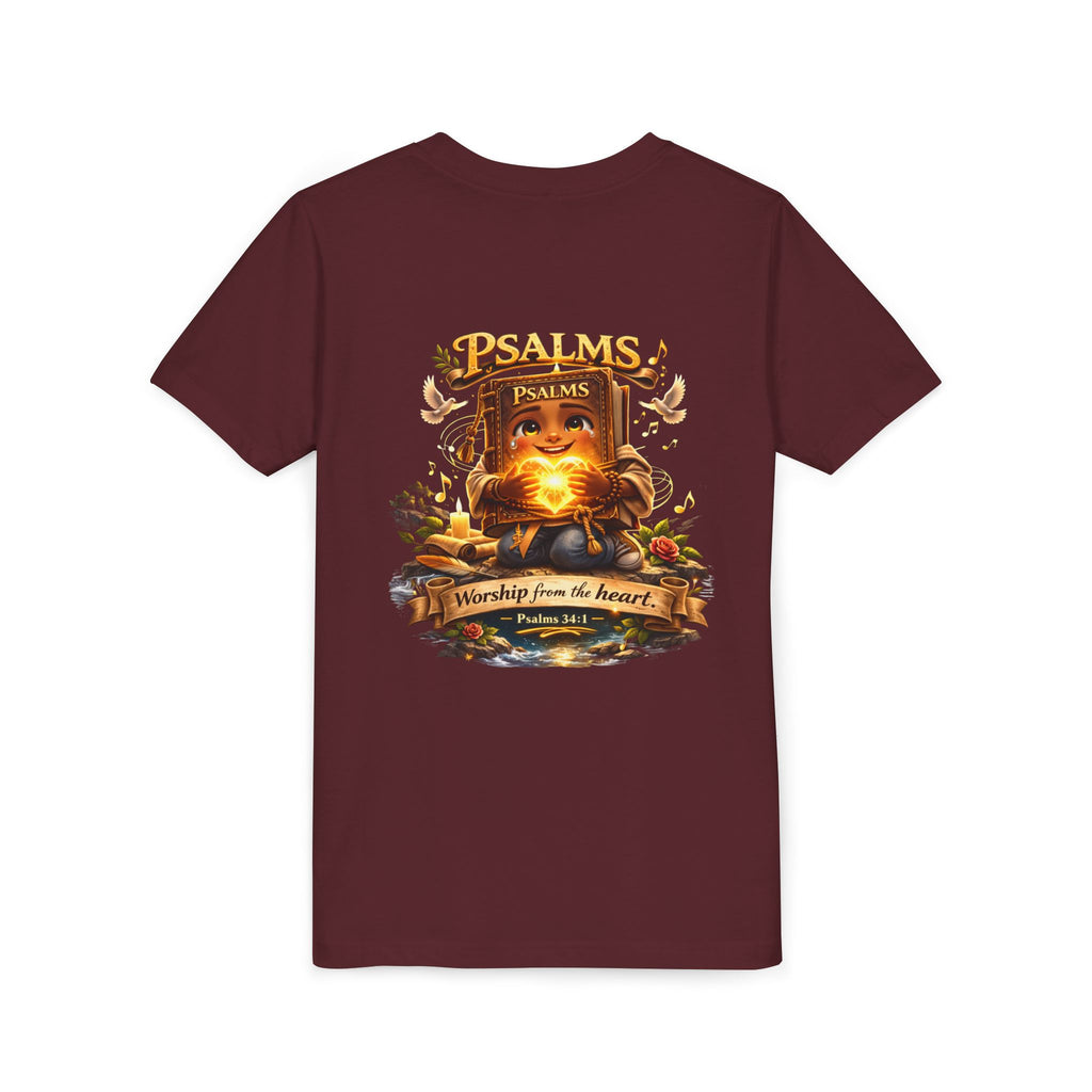 Praise Him Psalms 34:1 Youth T-Shirt | Christian Kids Faith Tee | Inspirational Youth Apparel