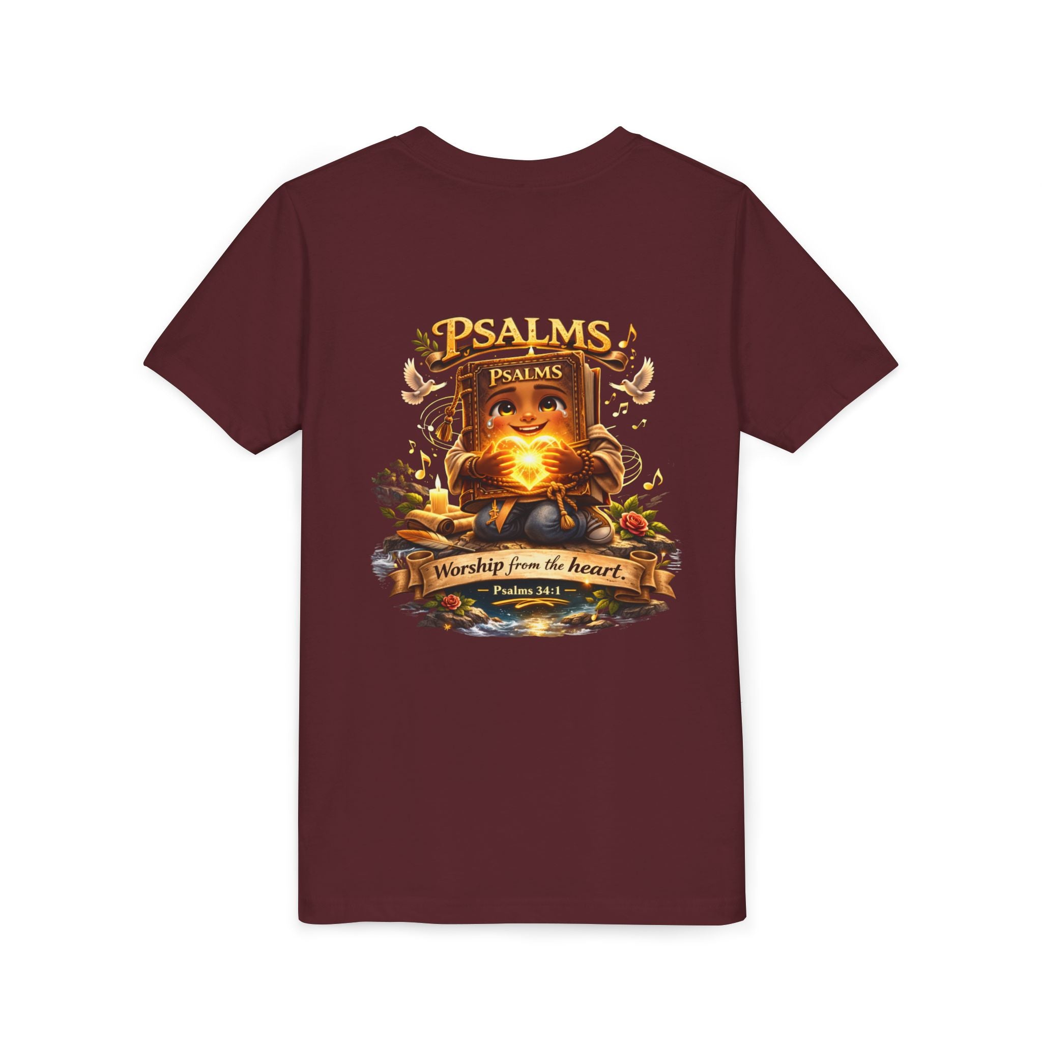 Praise Him Psalms 34:1 Youth T-Shirt | Christian Kids Faith Tee | Inspirational Youth Apparel