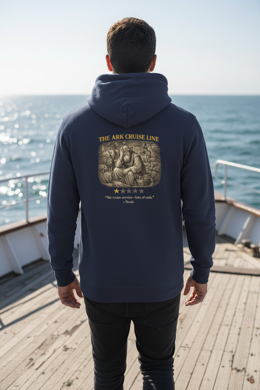 Noah’s Ark – Zip-Up Hoodie | “Ark Cruise Line” Vintage Graphic – Five-Star Faith Series