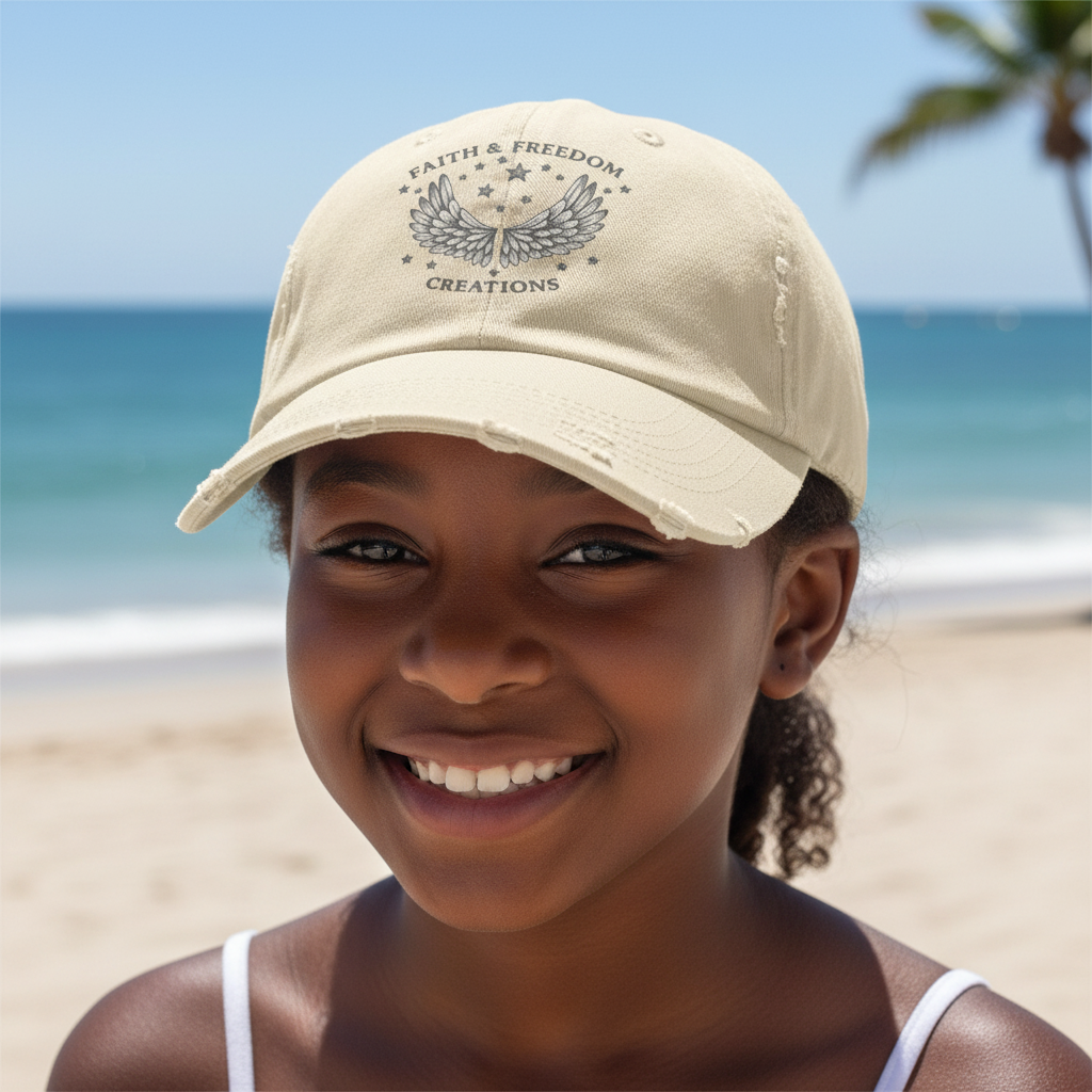 Faith & Freedom – Distressed Cap | Silver Wings Vintage Hat