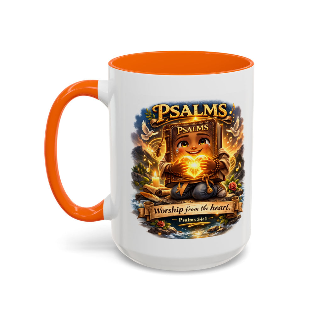 Psalms 34:1 Coffee Mug | Worship From the Heart Mug | Inspirational Christian Accent Mug