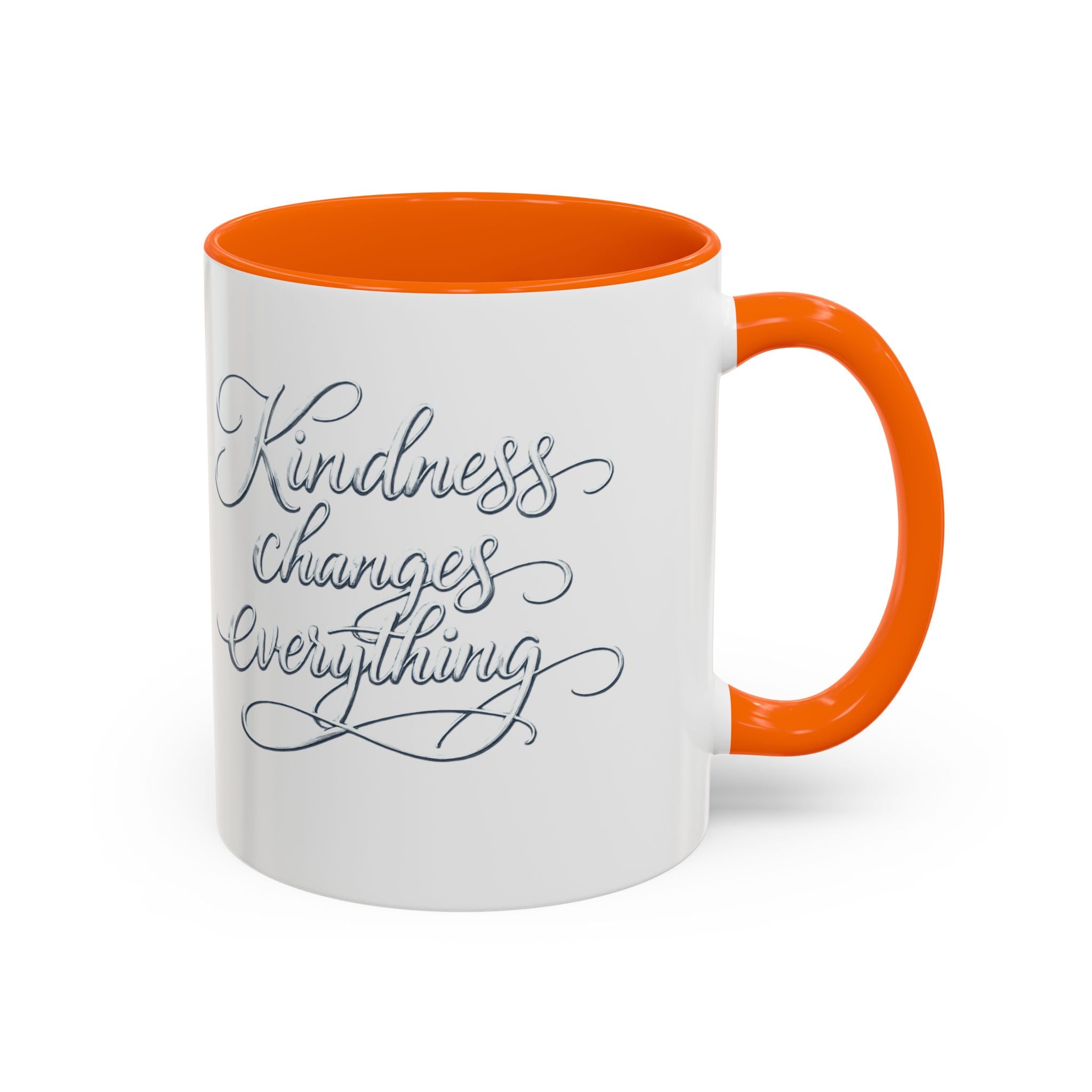 Silver-Kindness Changes Everything Accent Coffee Mug | Inspirational Ceramic Mug | Faith Freedom Creations