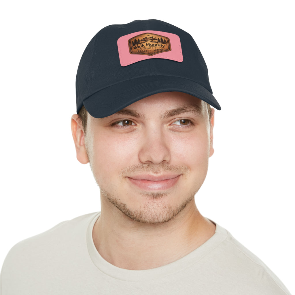 Walk Humbly Leather Patch Dad Hat | Micah 6:8 Christian Outdoor Cap | Faith Freedom Creations