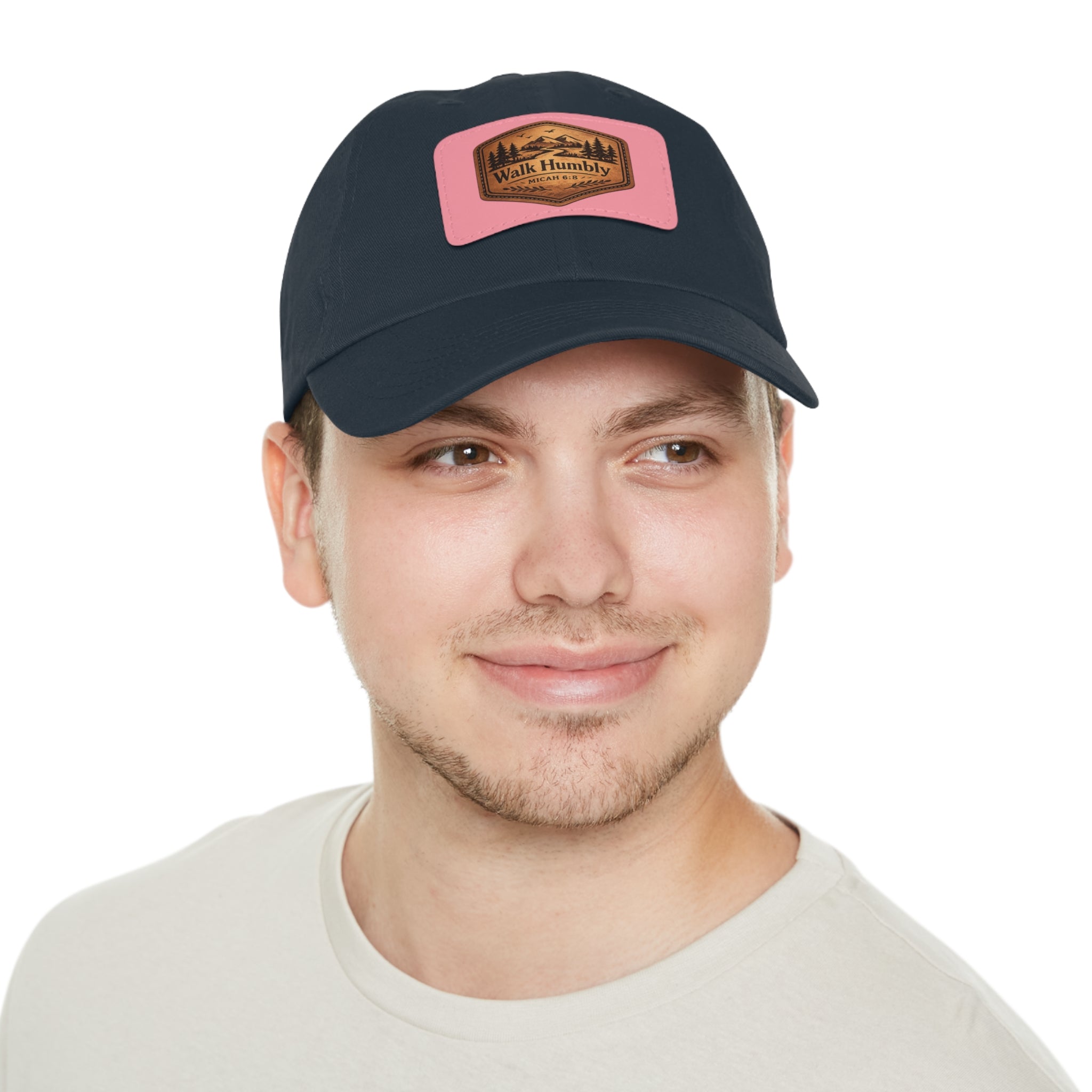 Walk Humbly Leather Patch Dad Hat | Micah 6:8 Christian Outdoor Cap | Faith Freedom Creations